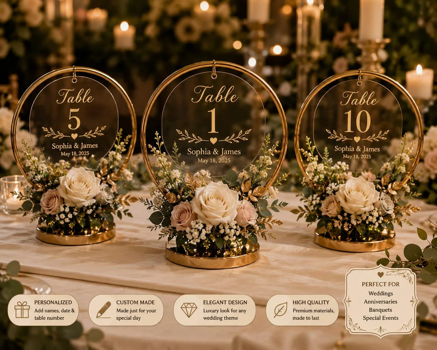 Personalized Wedding Centerpiece, Custom Table Number Decor, Acrylic Wedding Sign