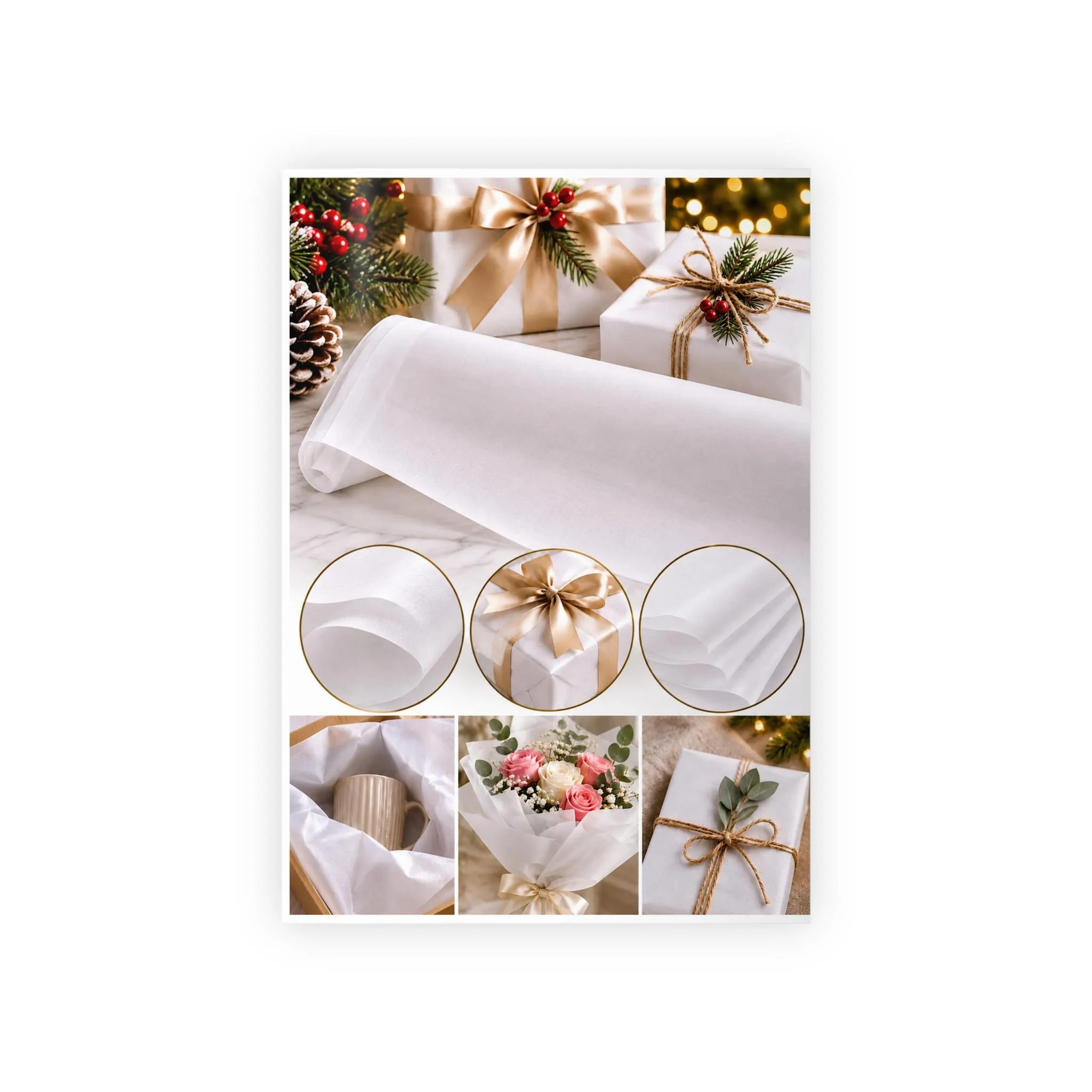 White Tissue Gift Wrapping Paper Roll | Premium Smooth Wrap for Holidays & Weddings
