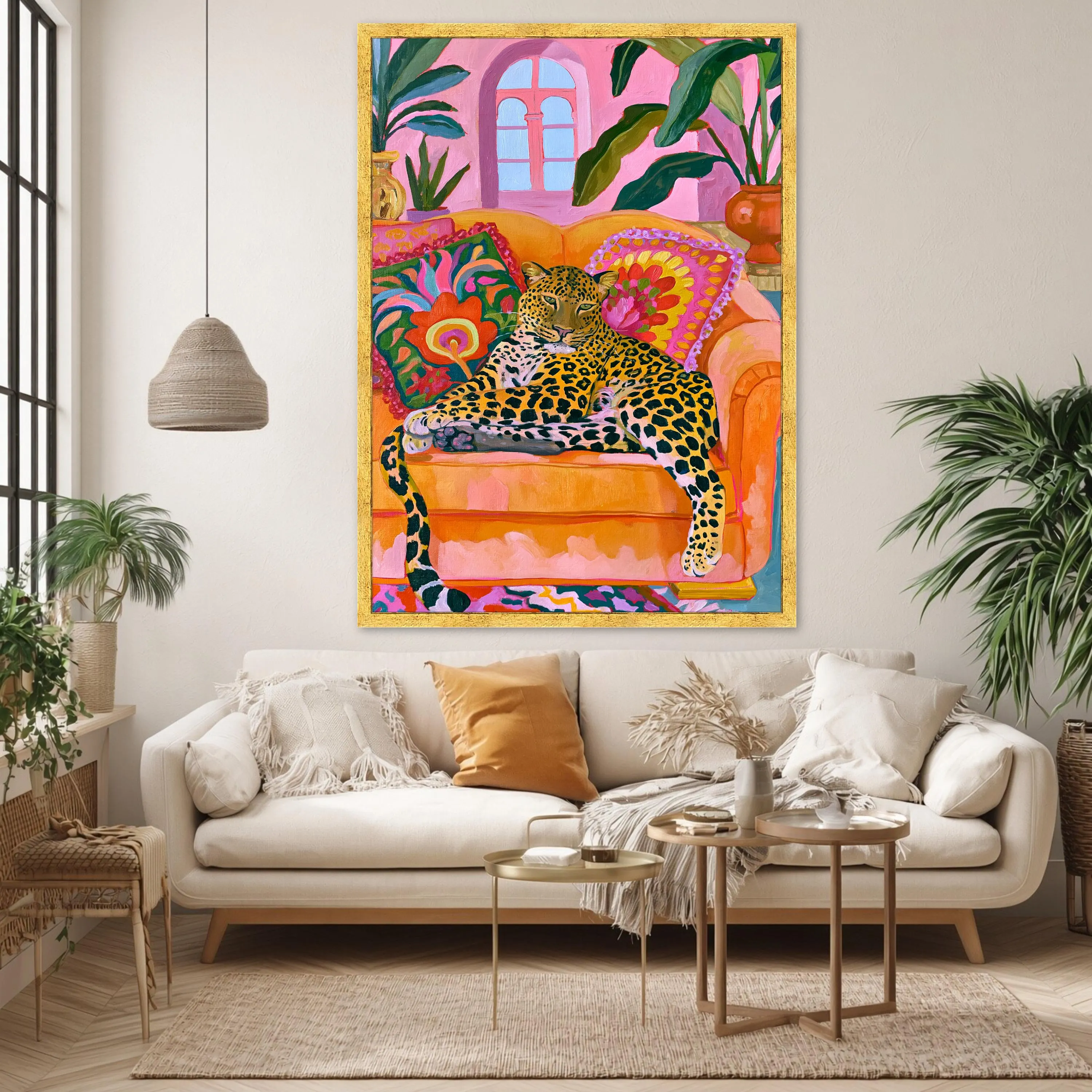 Vibrant Leopard Wall Art Print, Colorful Animal Canvas Decor for Living Room, Bold Modern Jungle Artwork, Cozy Home Style - image 4