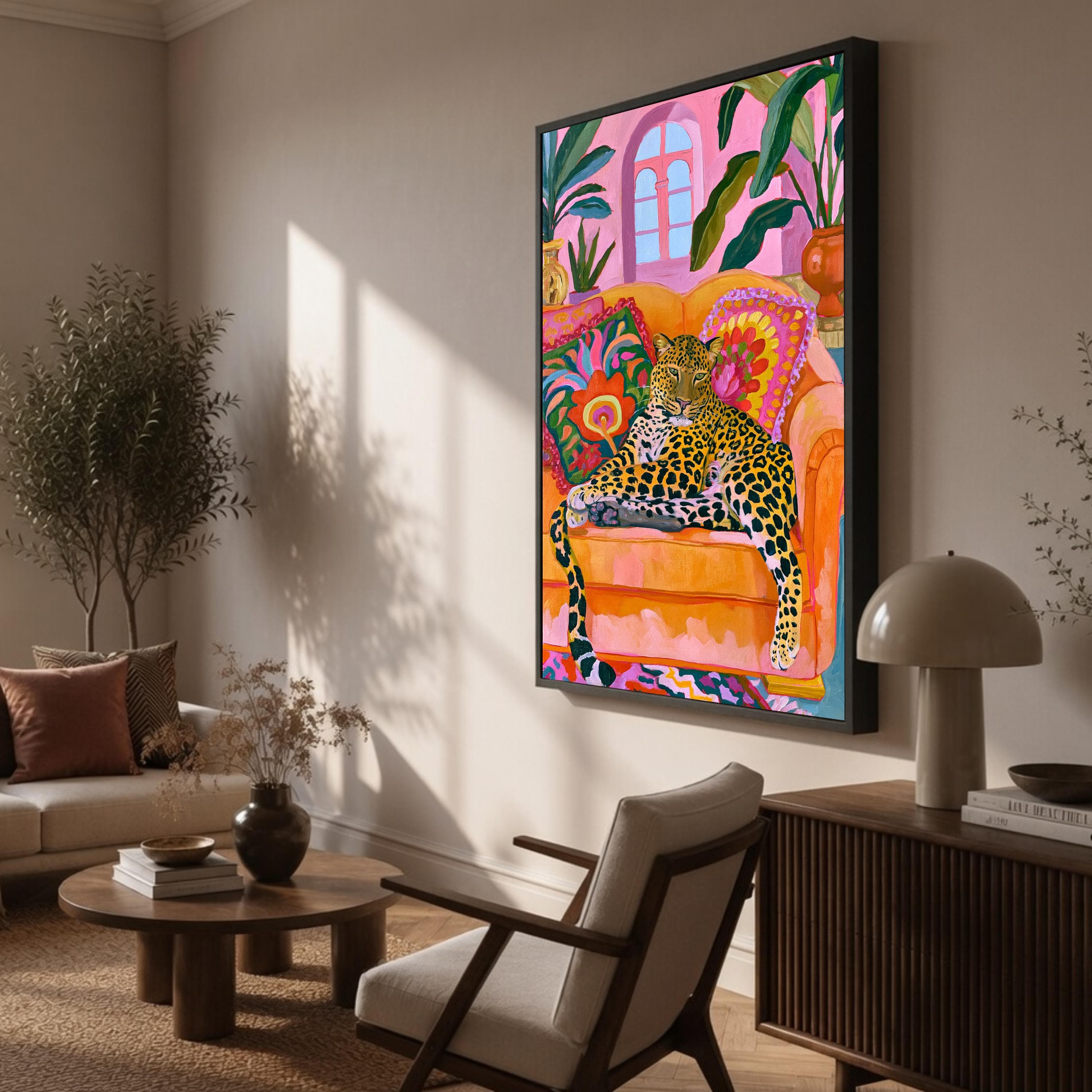 Vibrant Leopard Wall Art Print, Colorful Animal Canvas Decor for Living Room, Bold Modern Jungle Artwork, Cozy Home Style - image 3