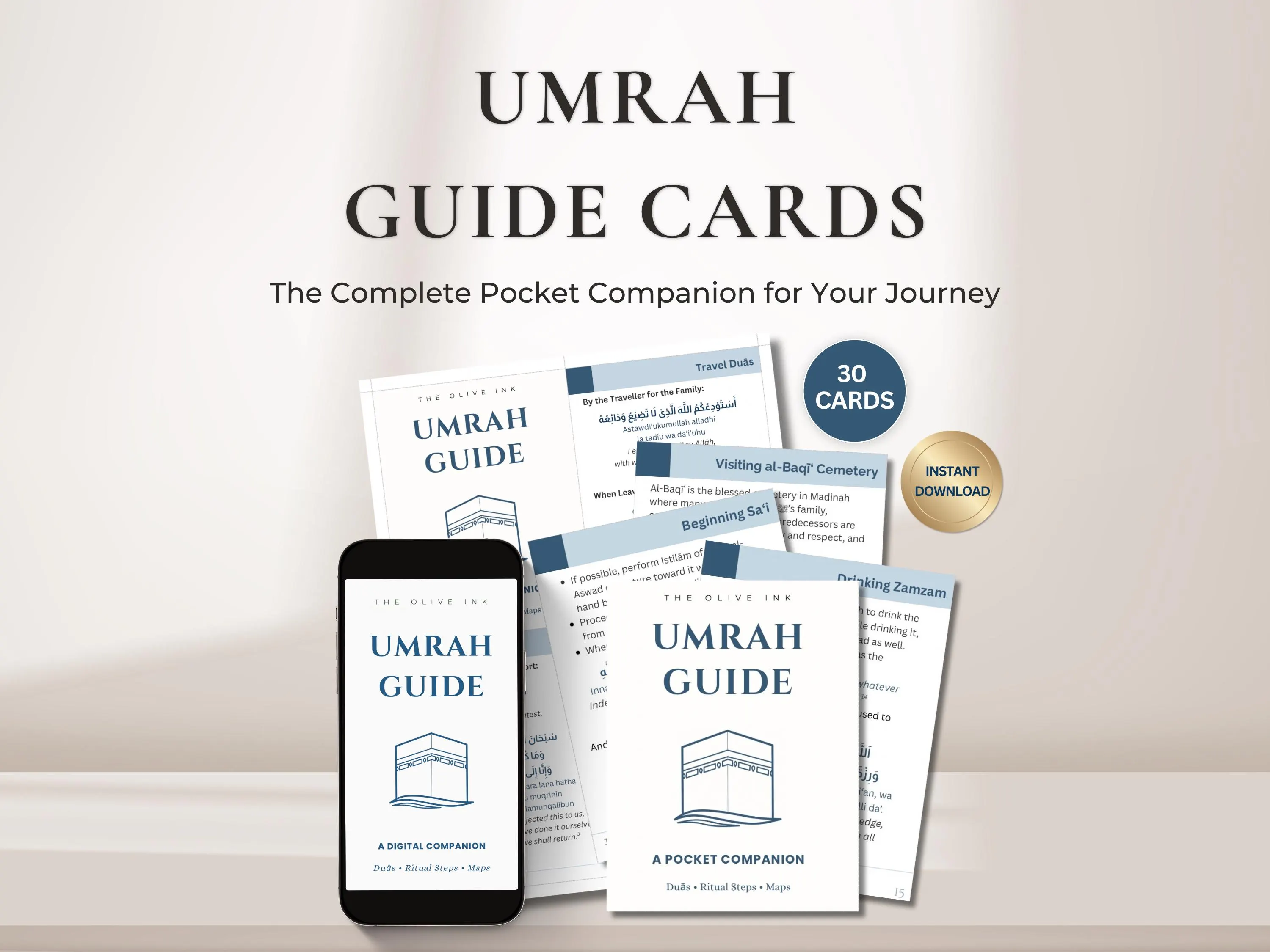 Complete Umrah Guide Cards, Digital & Printable PDF, Guide for First Time Pilgrim, Umrah Mubarak Gift, Islamic Duas Flashcards