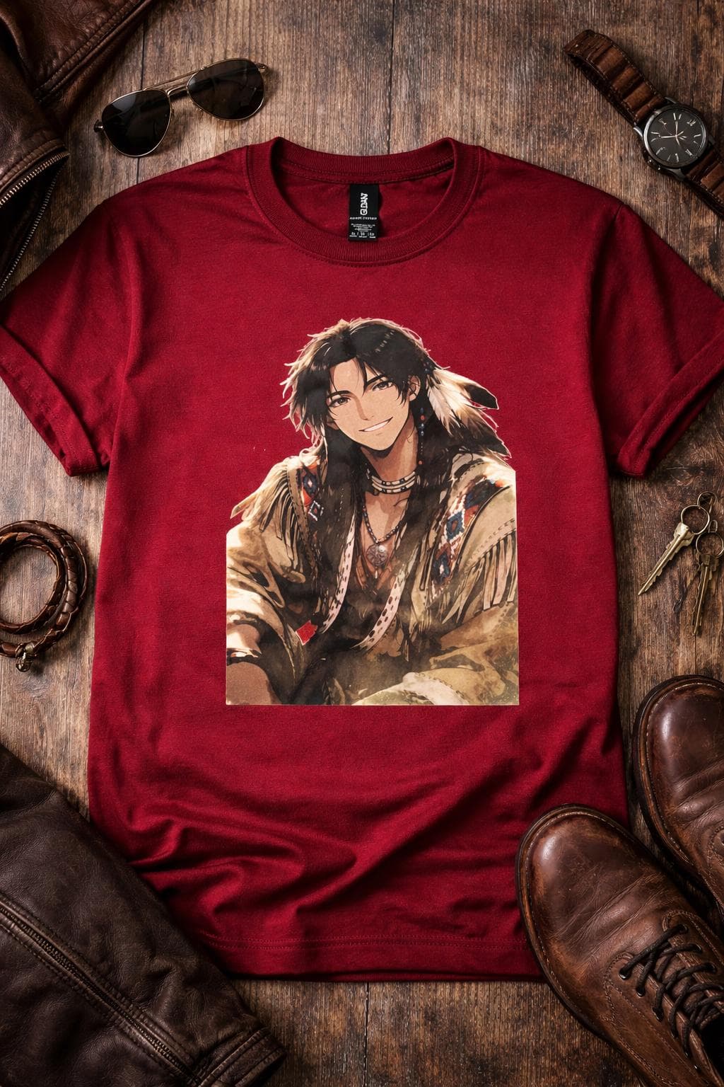 Native Inspired Graphic Tee | Cartoon Boy Cultural Shirt