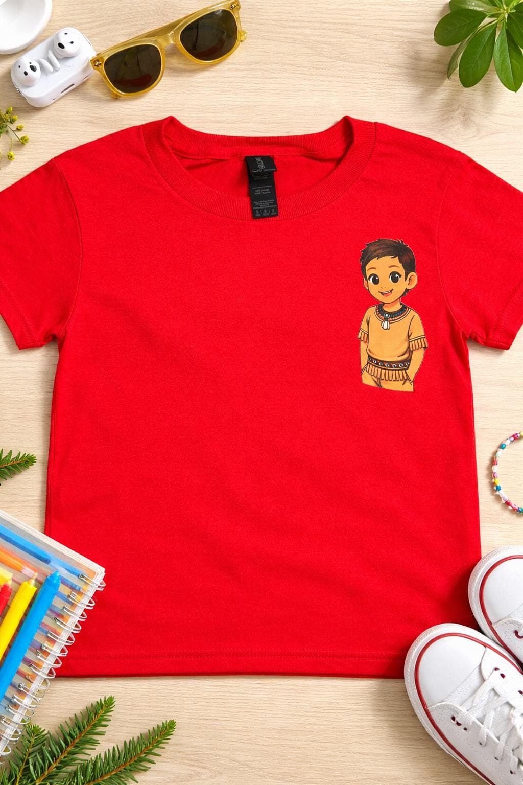 Native Inspired Graphic Tee | Cartoon Boy Cultural Shirt - image 5