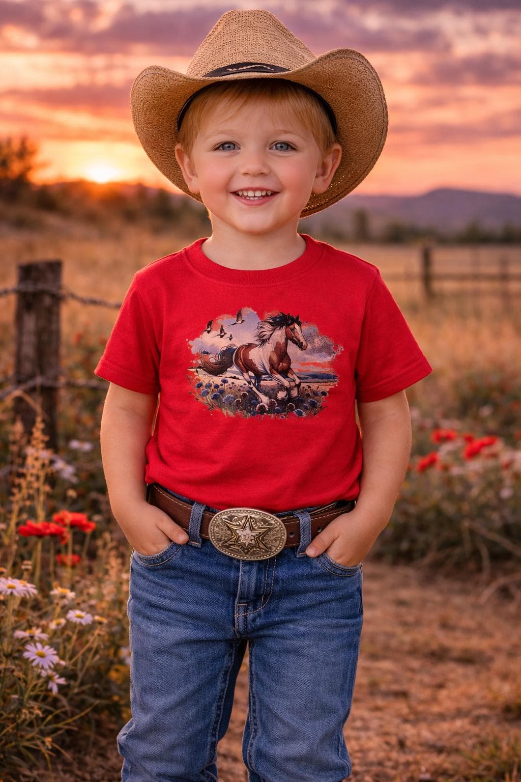 Toddler Western Horse Shirt, Kids Rodeo Country Boy Tee - image 3