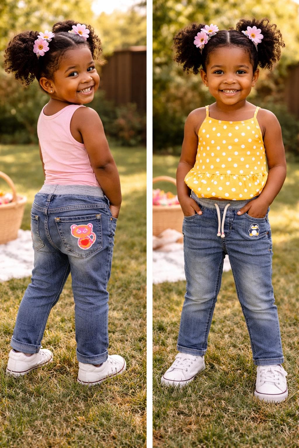 Toddler Jeans Size 4T with Cat and Penguin Patches