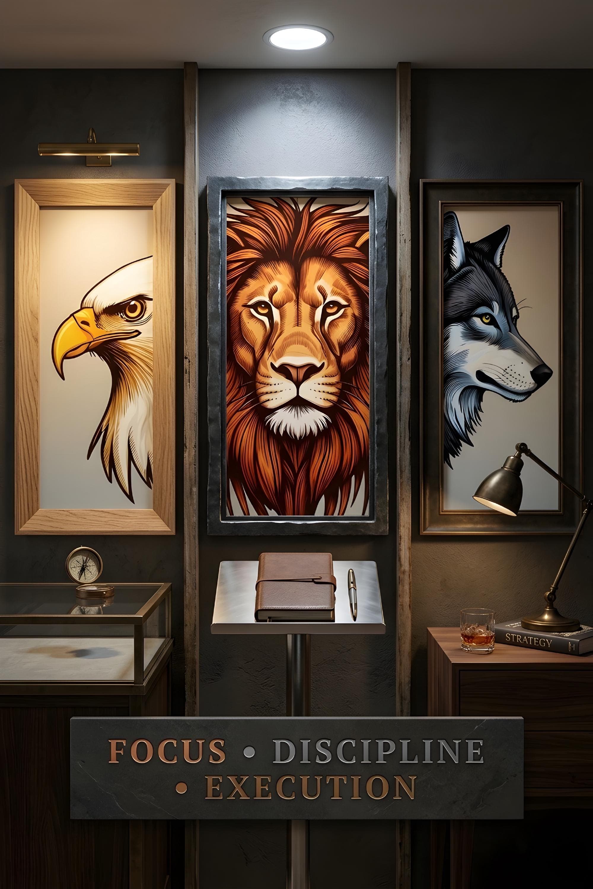 Eagle Lion Wolf Artwork Focus Discipline Execution Motivation Poster - image 3