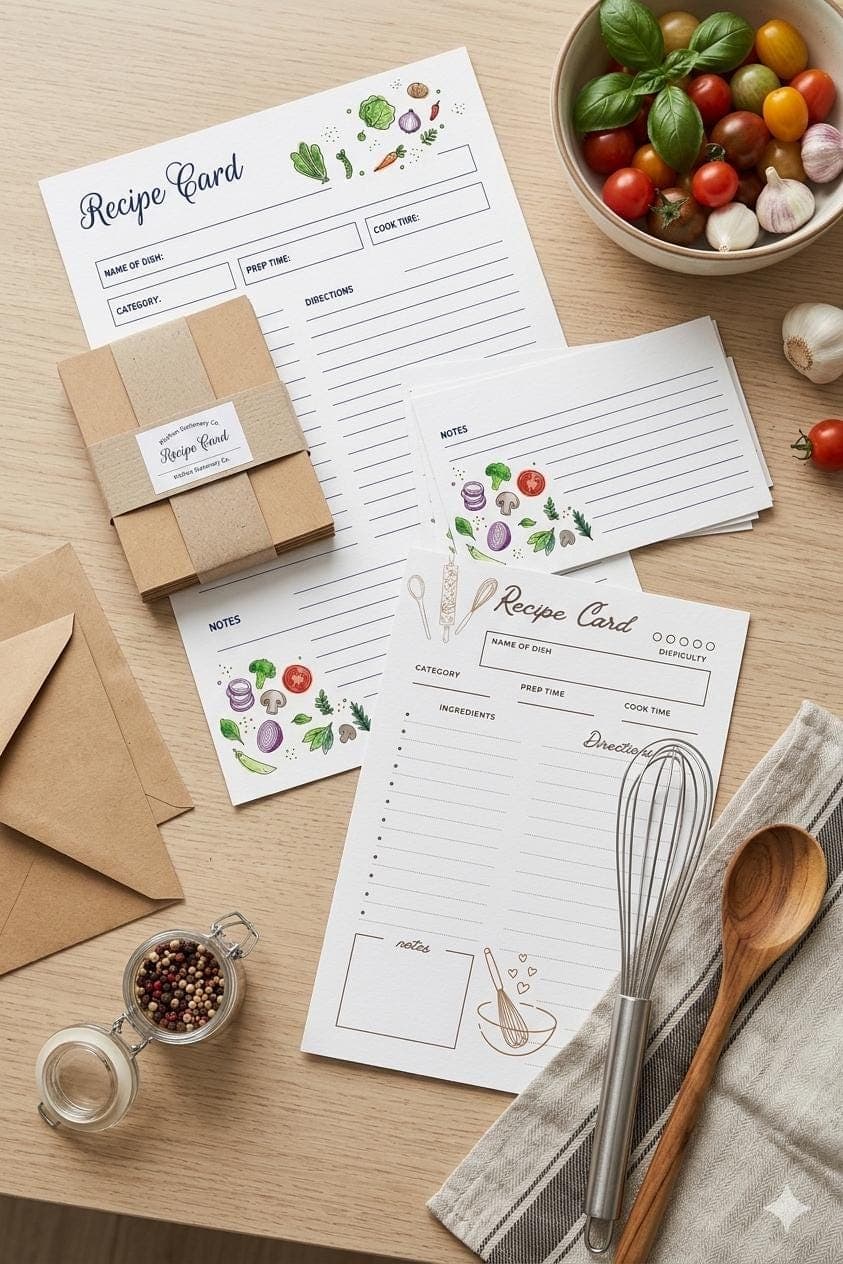 Floral Recipe Card Template Bundle | Kitchen Stationery (Digital Download) - image 4
