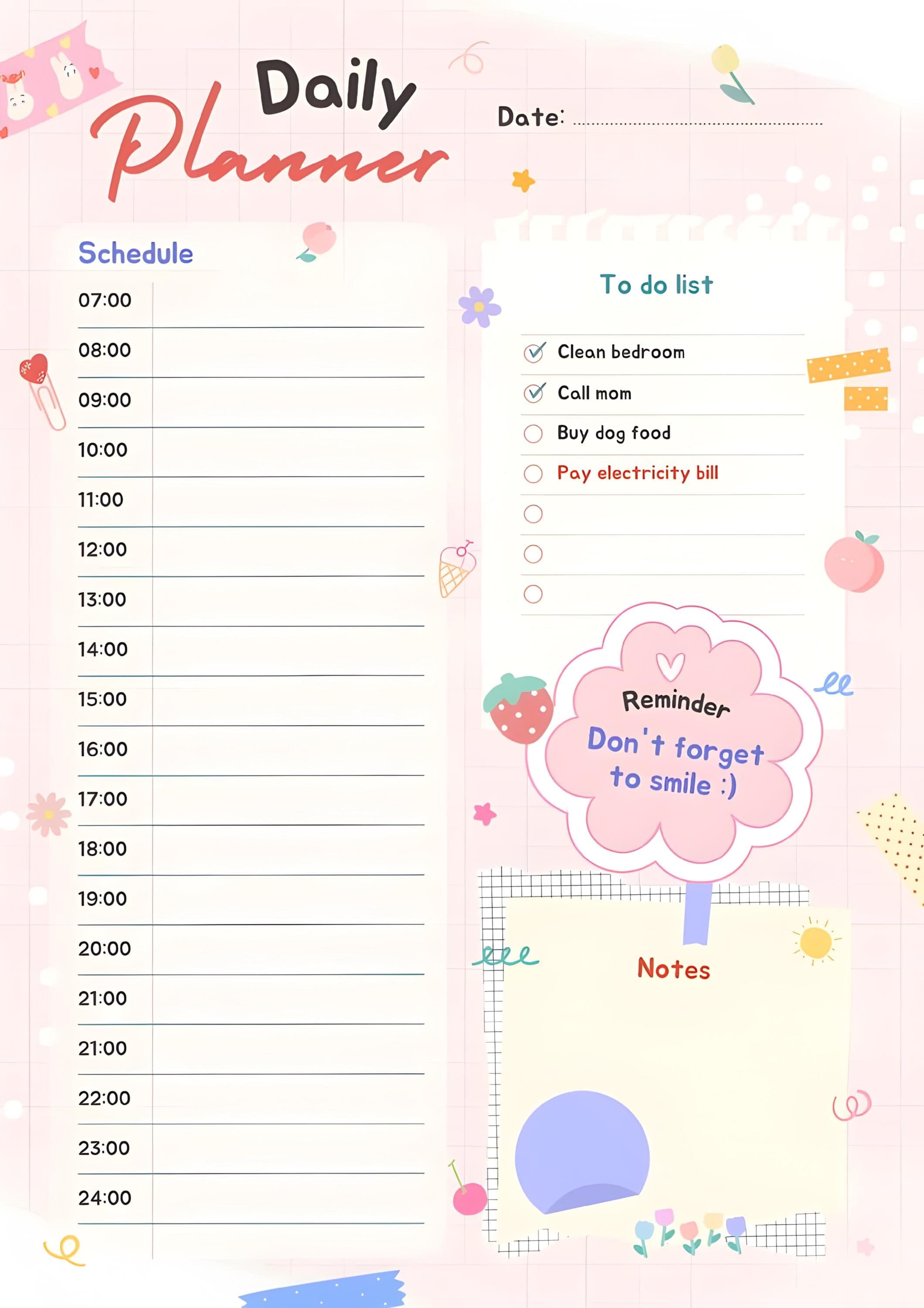 Floral Daily Planner, Butterfly, Wellness Tracker (PDF/JPG)