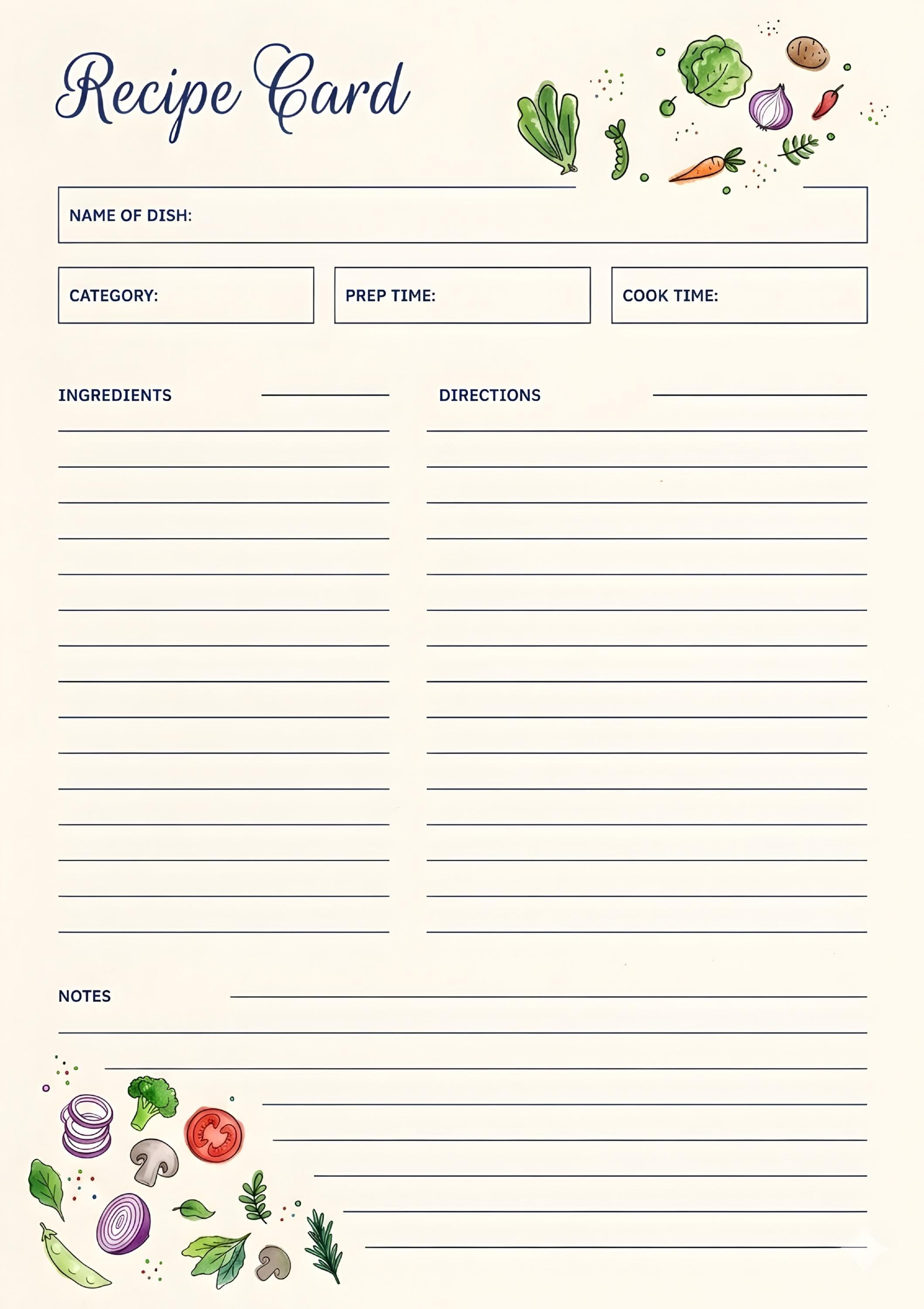 Floral Recipe Card Template Bundle | Kitchen Stationery (Digital Download)