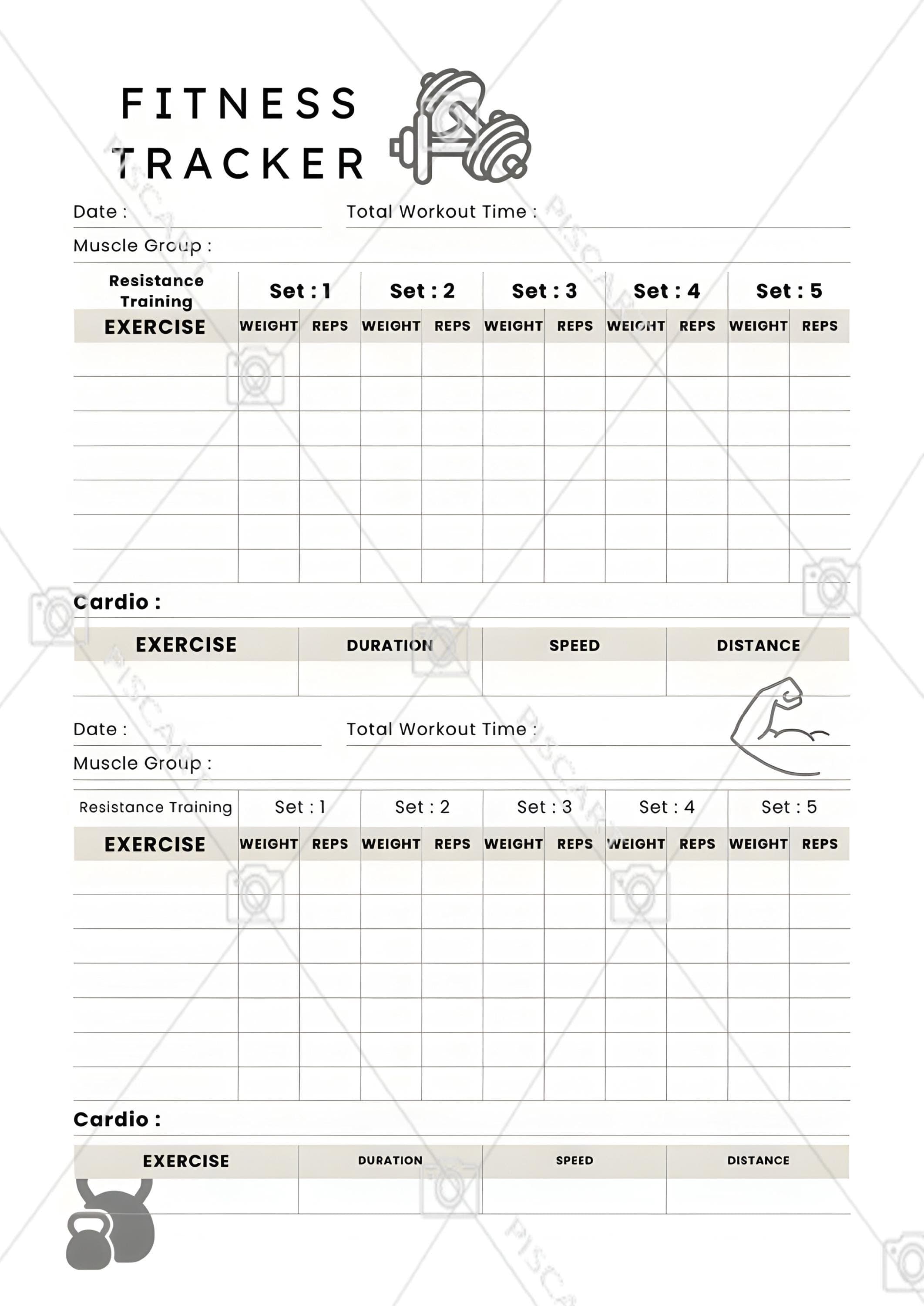 Gym Fitness Printable Planner PDF PNG | Workout Tracker Planner | Instant Download - image 3