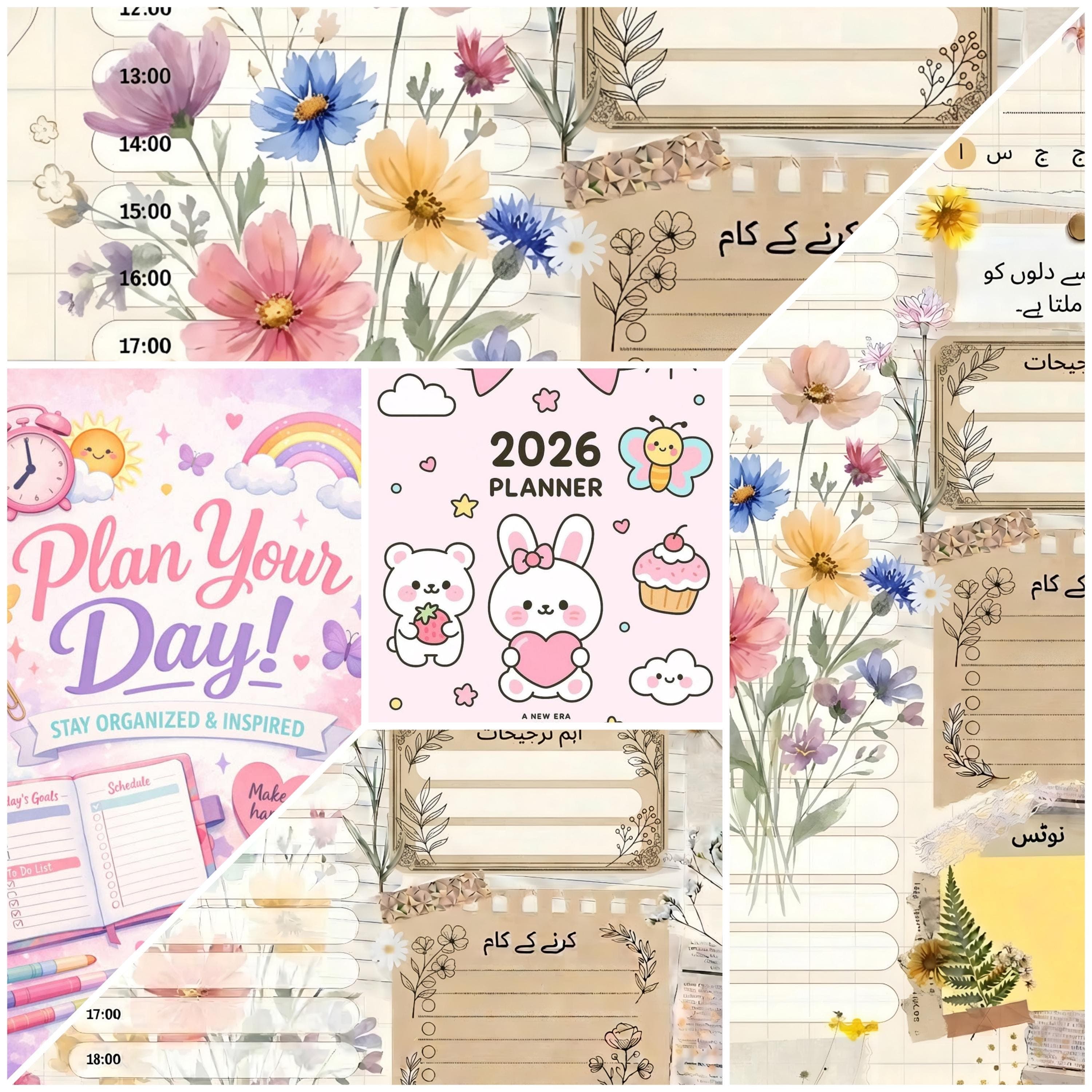 2026 Daily Schedule Planner | Floral Urdu Design (Digital Download) - image 4