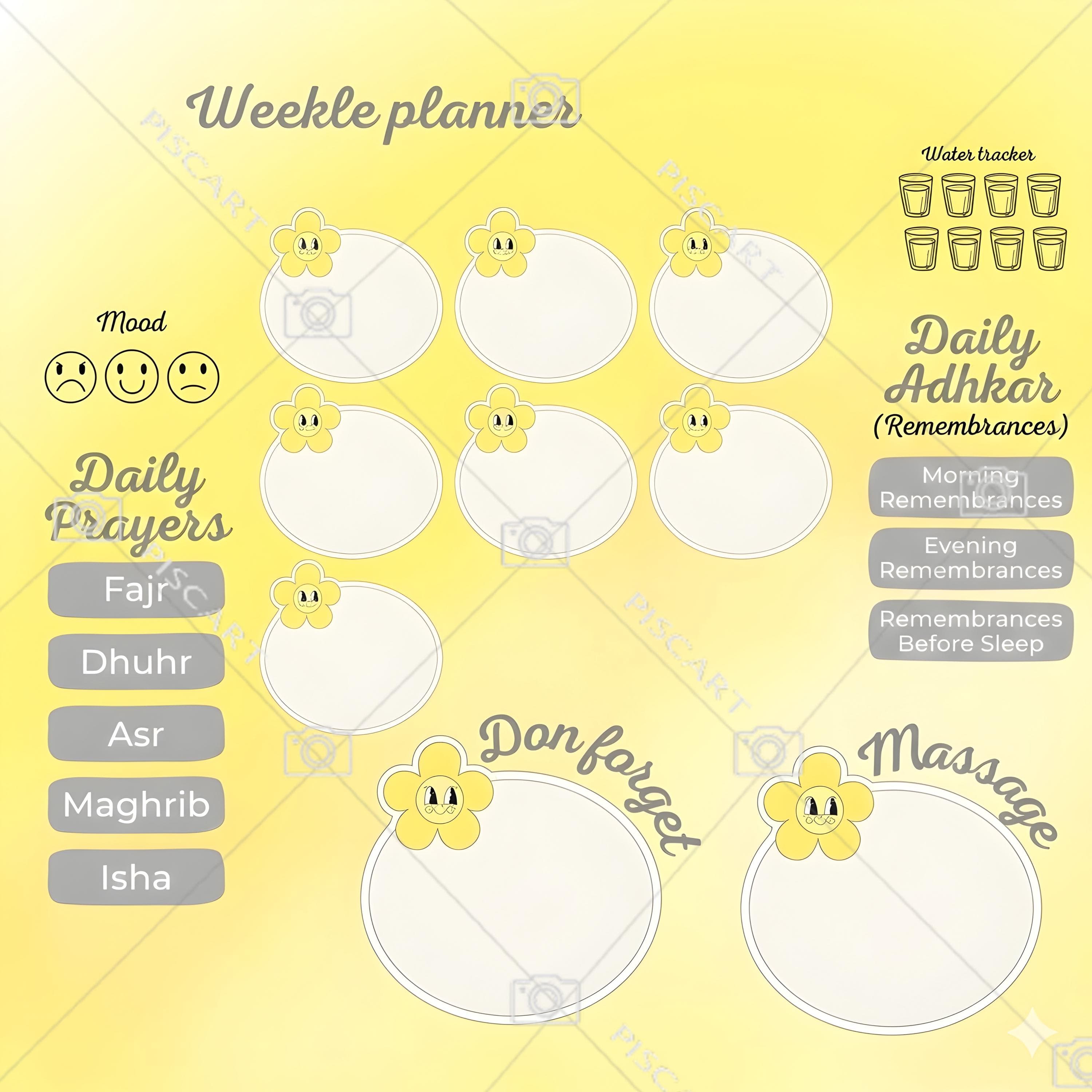 Islamic Weekly Planner, Spiritual Tracker, Daily Prayers (PDF/PNG) - image 5