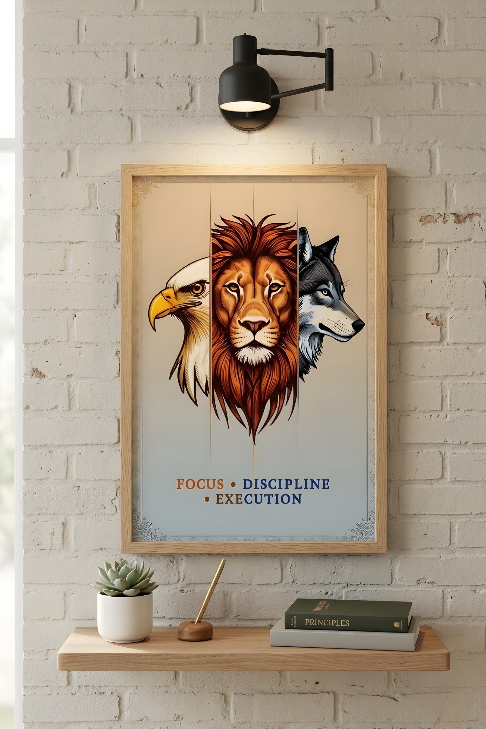 Eagle Lion Wolf Artwork Focus Discipline Execution Motivation Poster