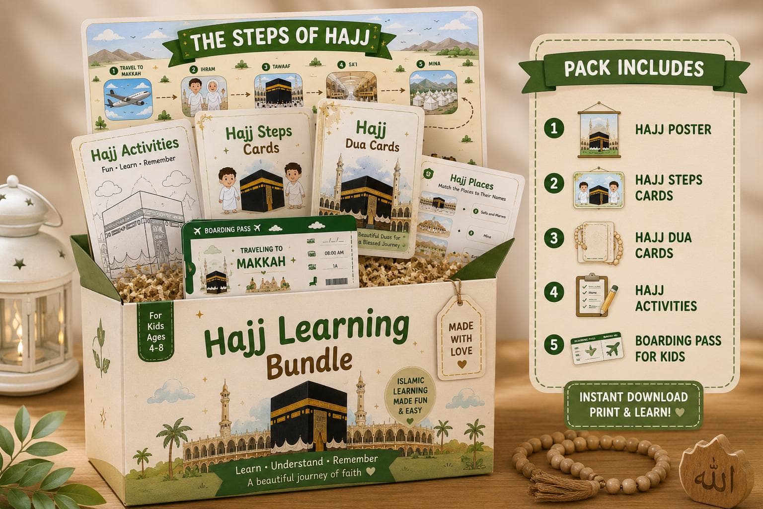Hajj Learning Bundle for Kids | Flashcards, Dua Cards, Activities (Digital Download)