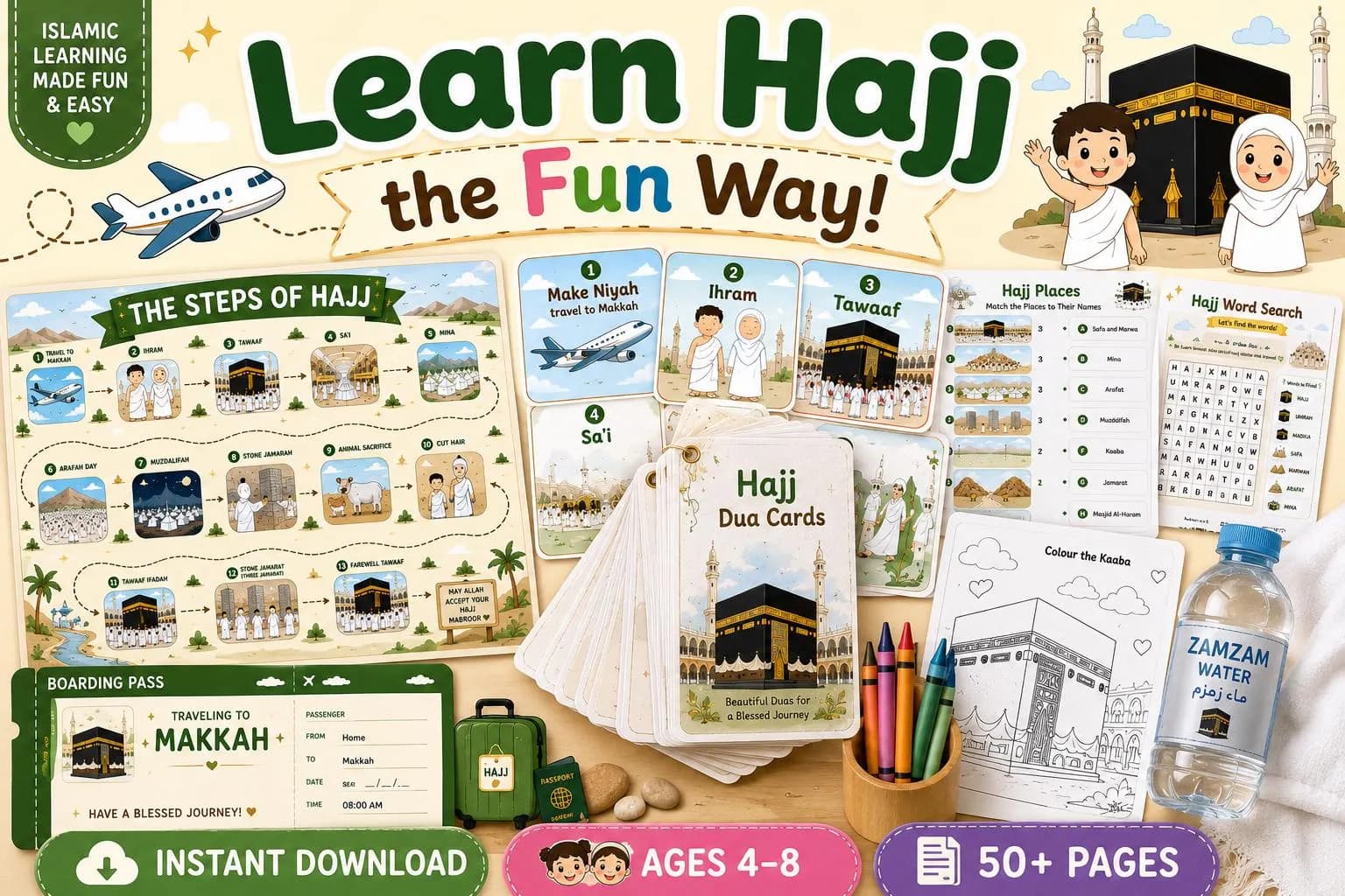 Hajj Learning Bundle for Kids | Flashcards, Dua Cards, Activities (Digital Download) - image 5