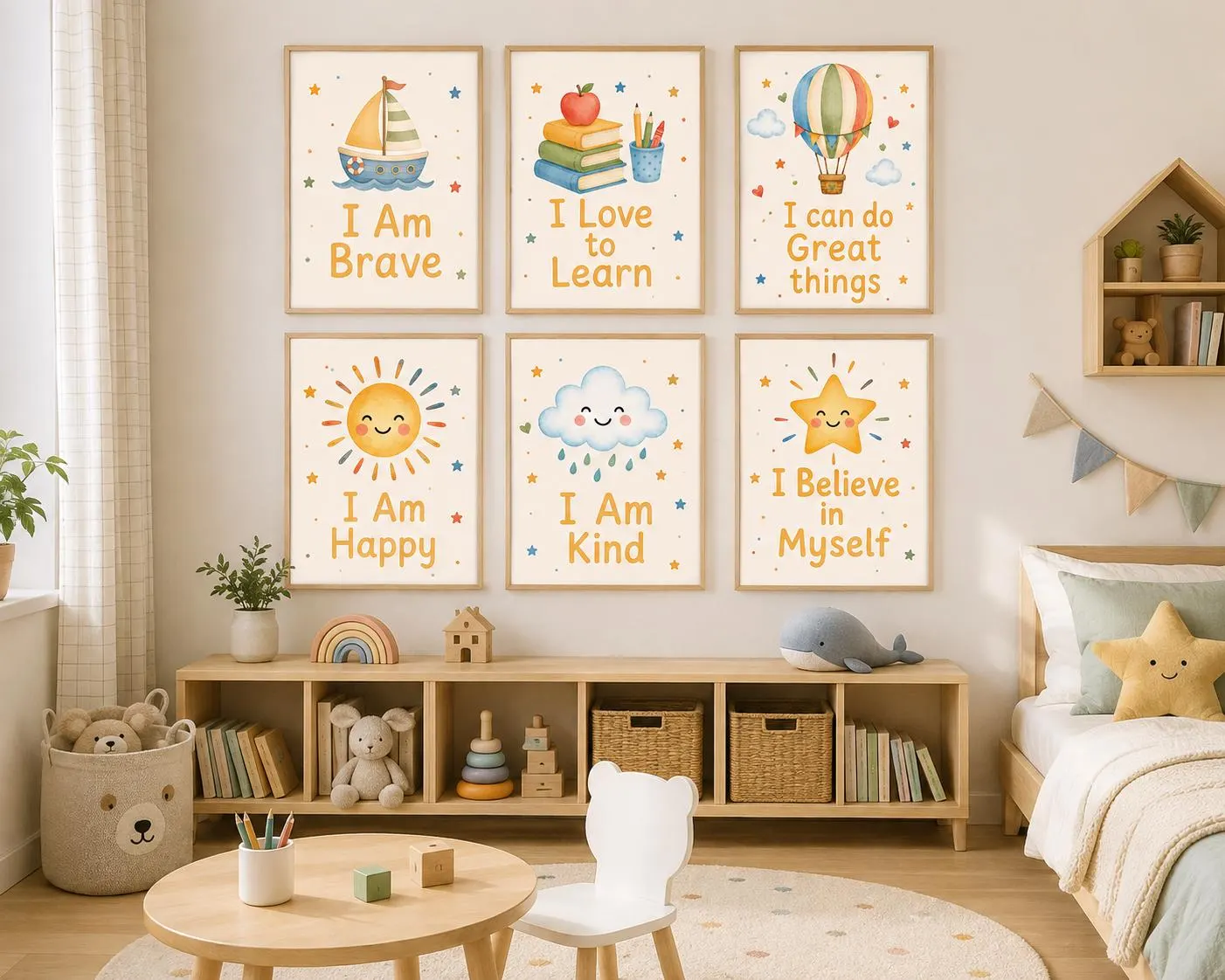 Multilingual Kids Motivational Poster | Watercolor Nursery Art (Physical Print)
