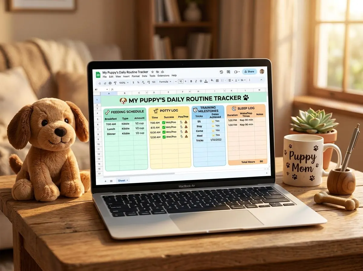 Puppy Potty Training Tracker Google Sheets | Puppy Schedule Log | 90 Day Puppy Planner | Digital Download - image 2