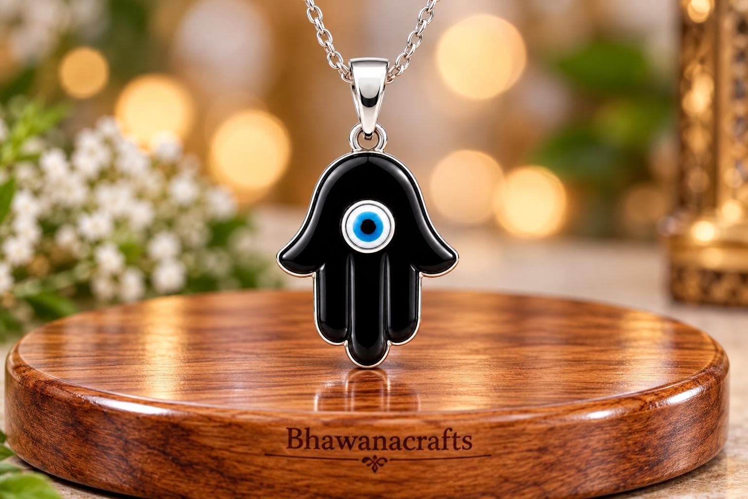 Hamsa Hand Evil Eye Talisman necklace, Black onyx Hamsa Necklace, Spiritual Protection Pendant, Protective Amulet Against Negative Energy,