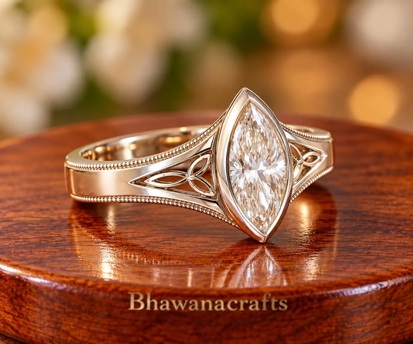 Moissanite Ring, 925 Sterling Silver, Marquise Cut Moissanite Ring, Vintage Inspired Statement Ring, Elegant Gift for Her - image 5