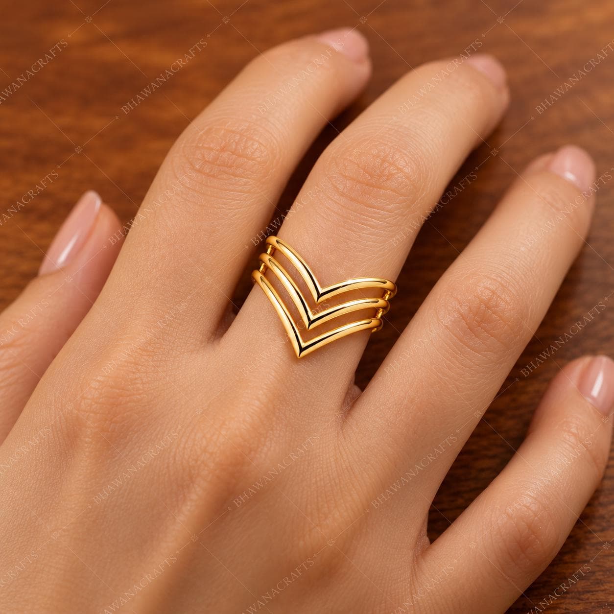 Gold Chevron Ring, 925 Sterling Silver Ring, V Shape Ring, Minimalist Statement Ring, Modern Geometric Ring, Stackable Ring for Women - image 4