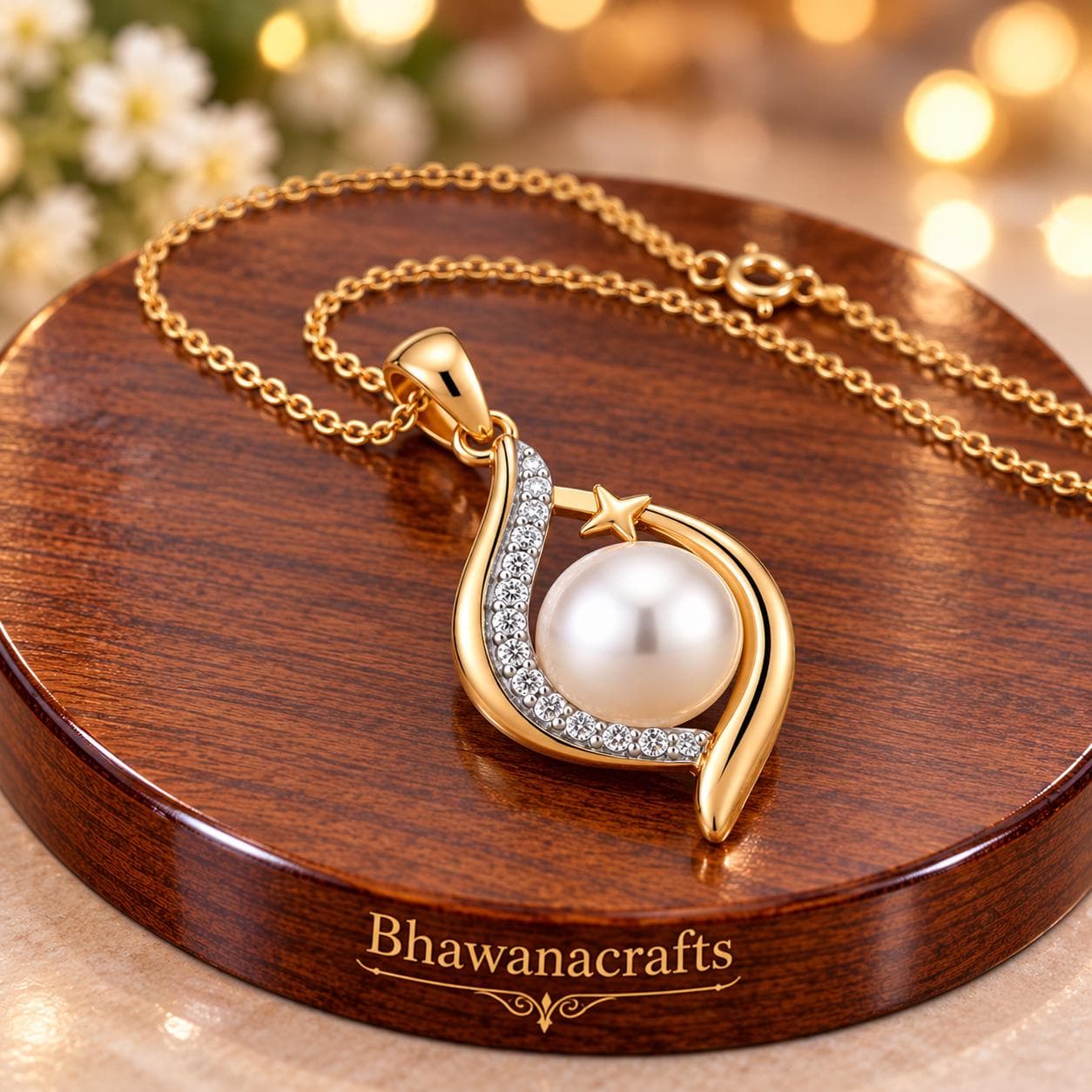 Pearl Pendant Necklace, 925 Sterling Silver, Freshwater Pearl Jewelry, Elegant Gold Pendant, Pearl Necklace, Gift for Her - image 5