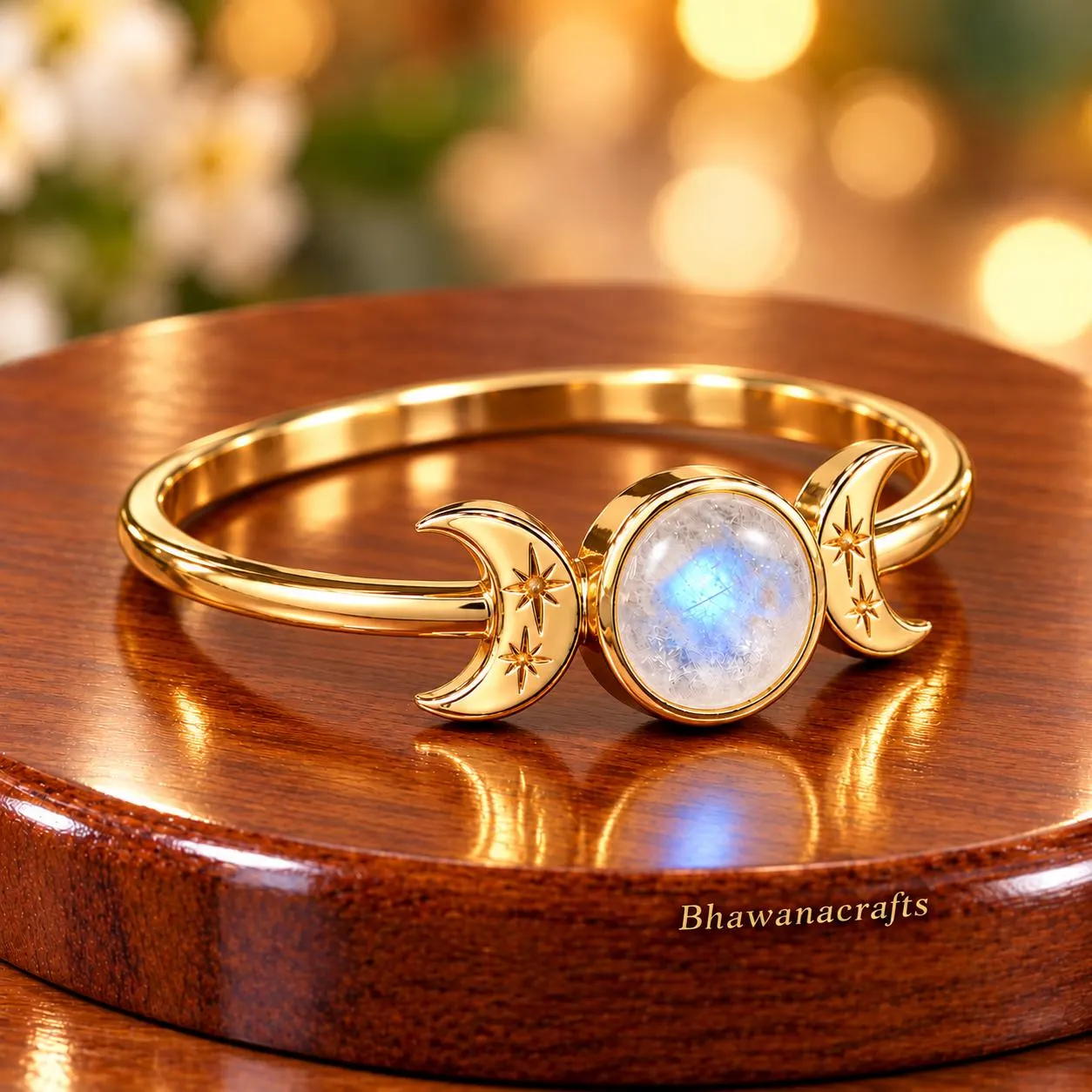 Moonstone Crescent Ring, 925 Sterling Silver Ring, Crescent Moon Ring, Celestial Jewelry, Boho Moon Ring, Mystical Gemstone Ring - image 5