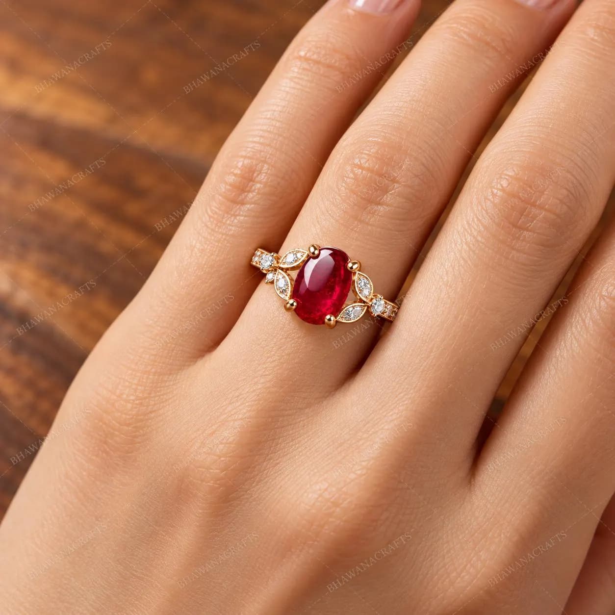 Ruby Ring, 925 Sterling Silver, Red Ruby Gemstone Ring, Vintage Inspired Statement Ring, Gold Plated Silver Ring, Anniversary Gift - image 3
