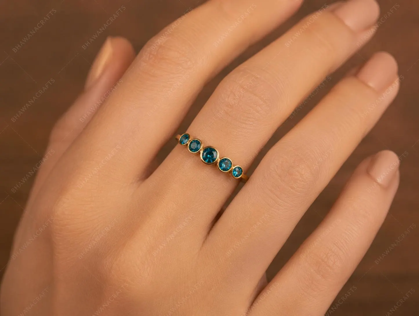 Teal Sapphire Ring 925 Sterling Silver, Minimalist Stacking Ring, Dainty Blue Gemstone Ring, Handmade Promise Ring for Women - image 3