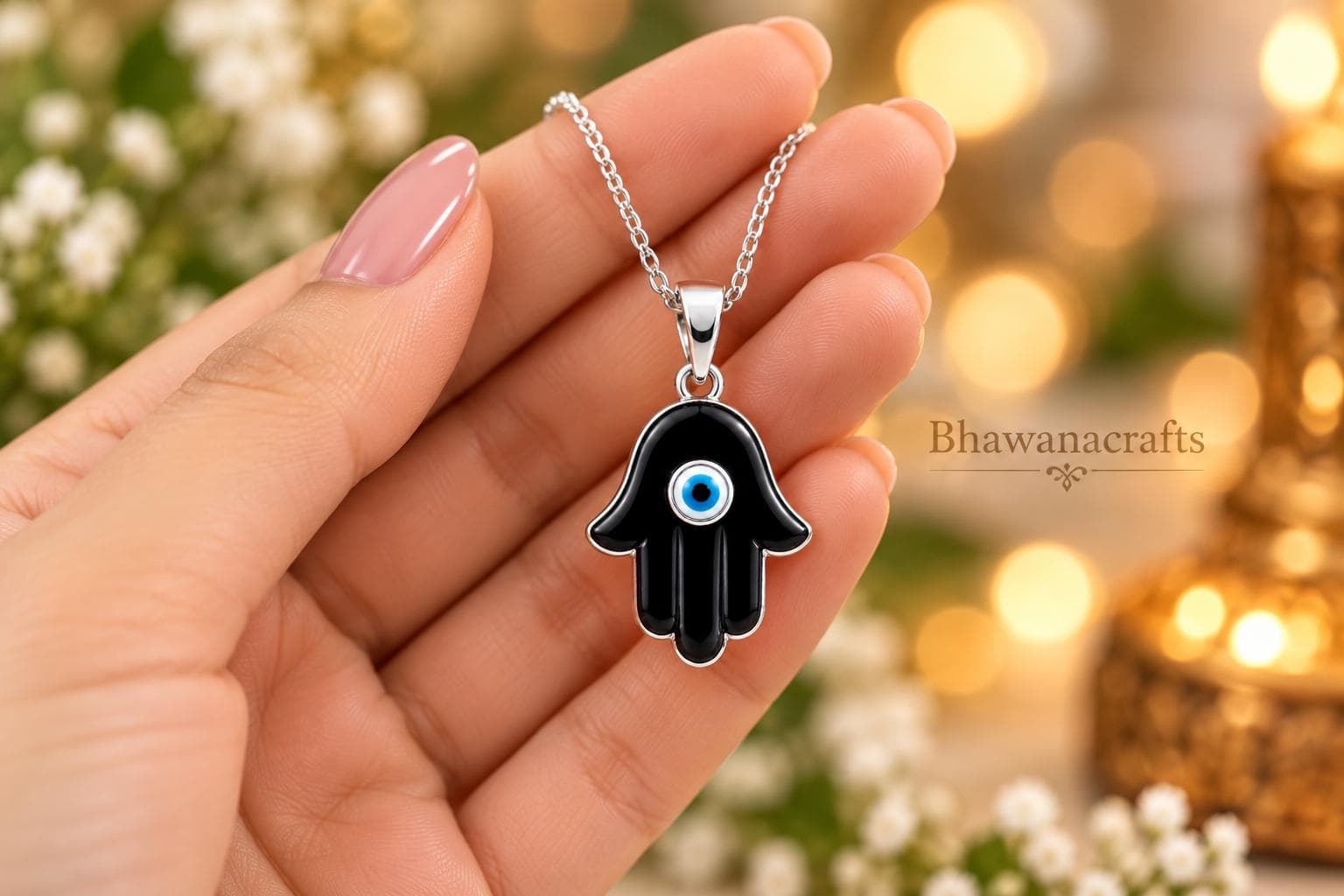 Hamsa Hand Evil Eye Talisman necklace, Black onyx Hamsa Necklace, Spiritual Protection Pendant, Protective Amulet Against Negative Energy, - image 5