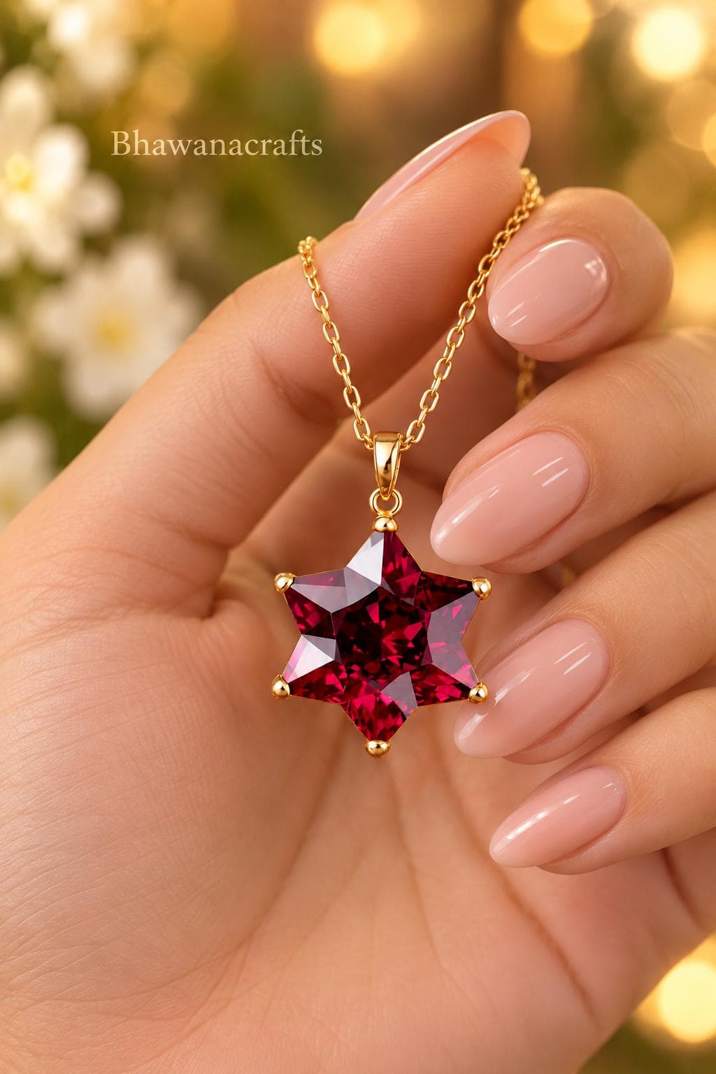Garnet Star Necklace, 925 Sterling Silver Pendant, Red Garnet Jewelry, Celestial Star Pendant, Handmade Gemstone Necklace, Gift for Her - image 4