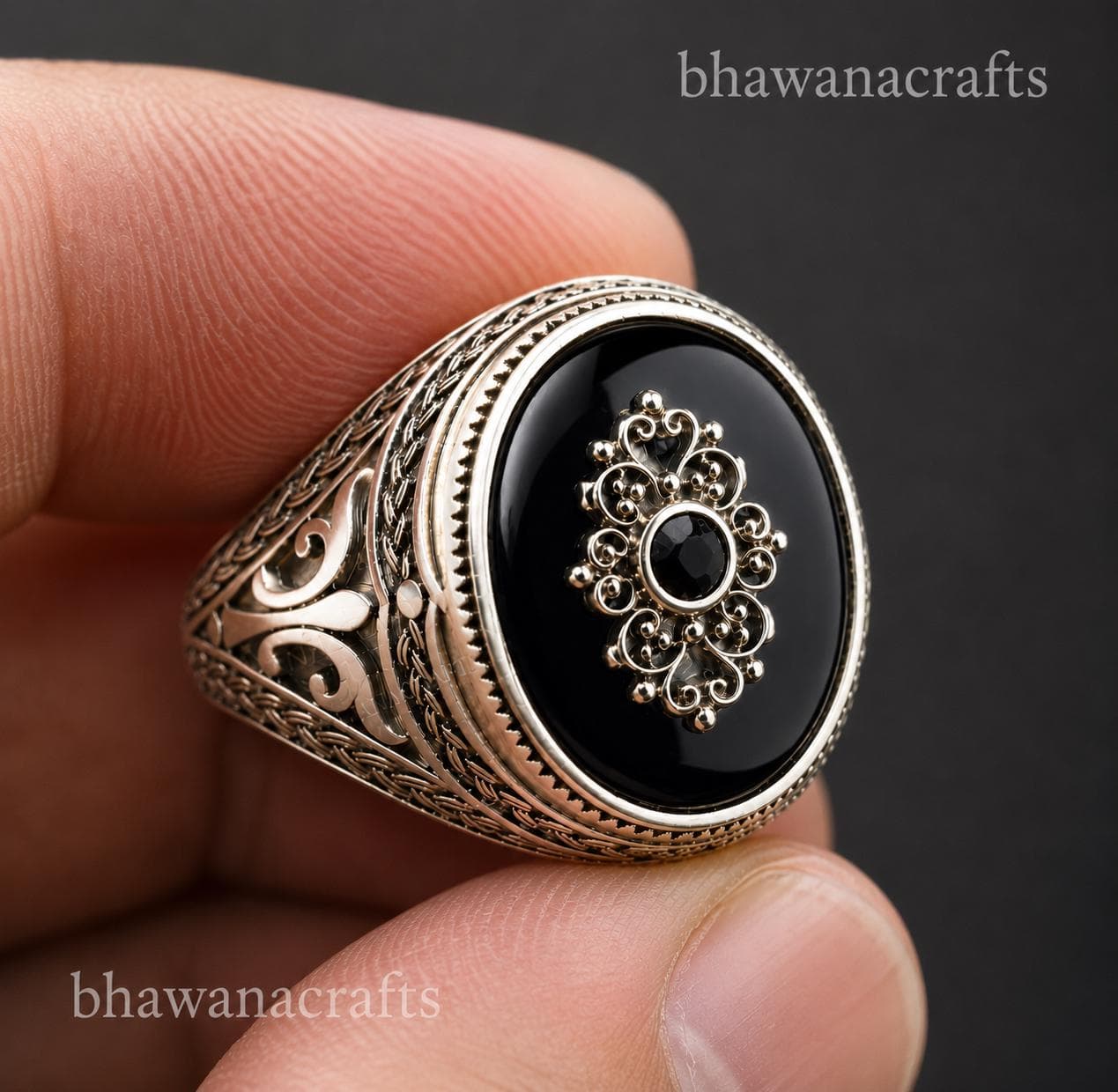 Black Aqeeq/hakik Ring for Men, 925 Sterling Silver Black Agate Ring, Handmade Hakik Statement Ring, Islamic Jewelry Gift, Oval Onyx Style