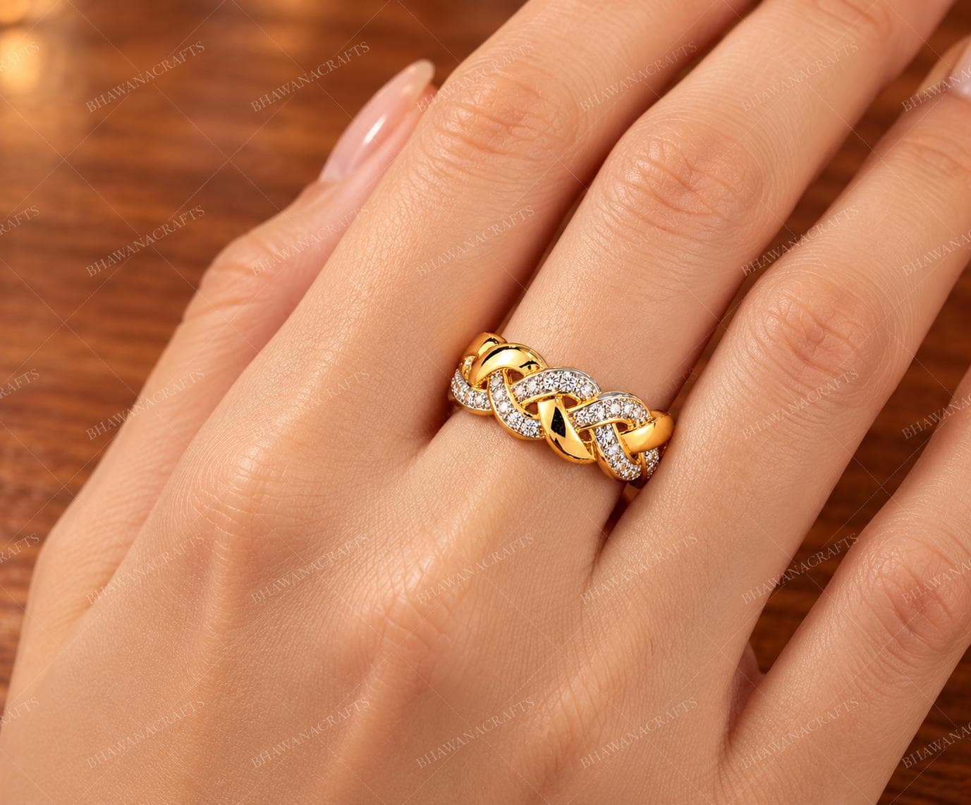 Moissanite Wedding Band, 925 Sterling Silver, Gold Plated Infinity Band, Eternity Ring, Bridal Ring, Anniversary Gift, Promise Ring - image 3