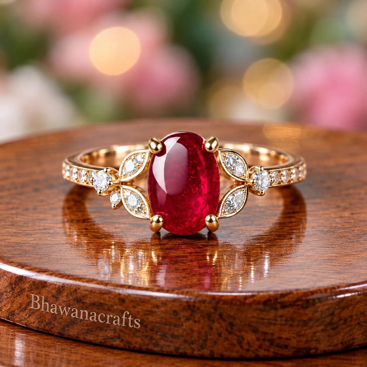 Ruby Ring, 925 Sterling Silver, Red Ruby Gemstone Ring, Vintage Inspired Statement Ring, Gold Plated Silver Ring, Anniversary Gift
