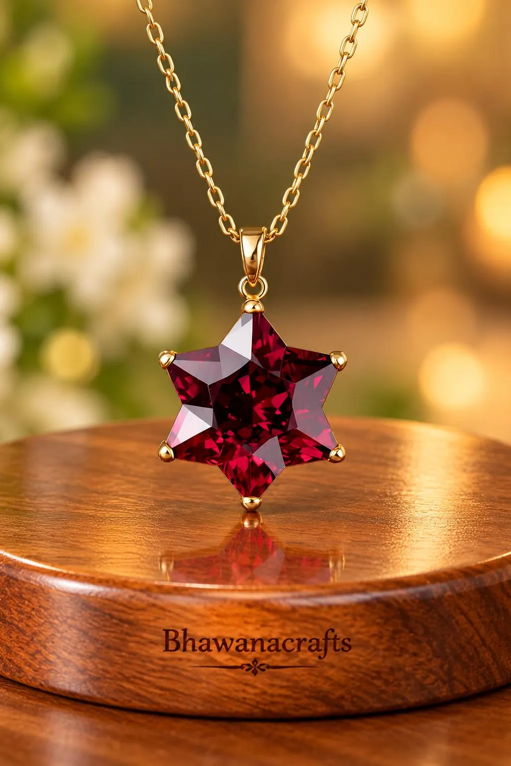 Garnet Star Necklace, 925 Sterling Silver Pendant, Red Garnet Jewelry, Celestial Star Pendant, Handmade Gemstone Necklace, Gift for Her