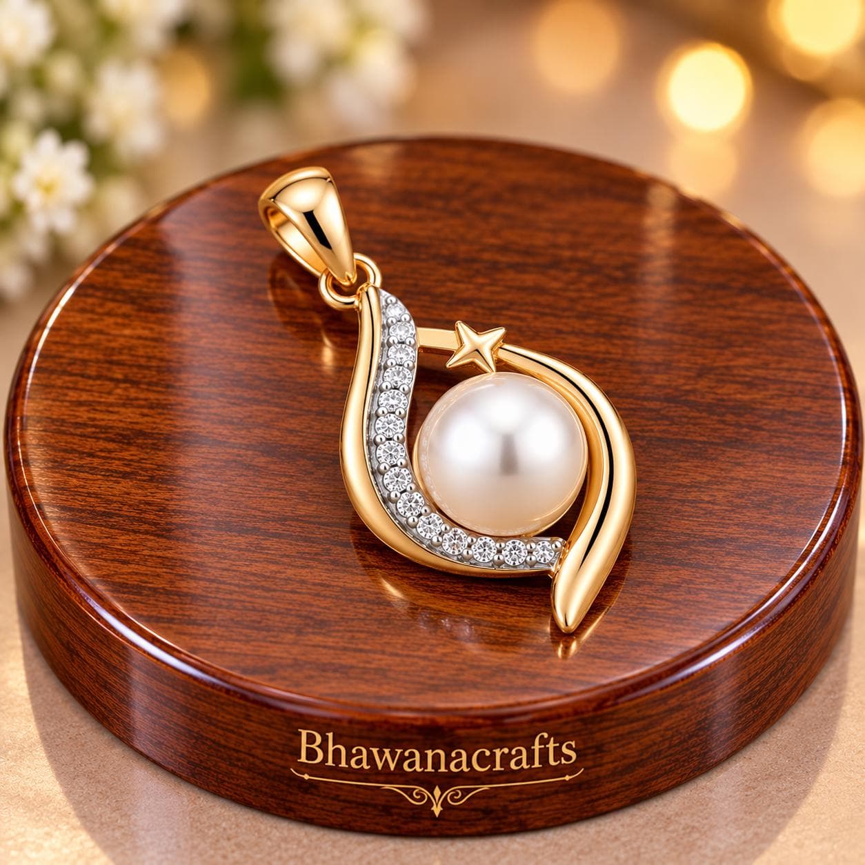 Pearl Pendant Necklace, 925 Sterling Silver, Freshwater Pearl Jewelry, Elegant Gold Pendant, Pearl Necklace, Gift for Her - image 4
