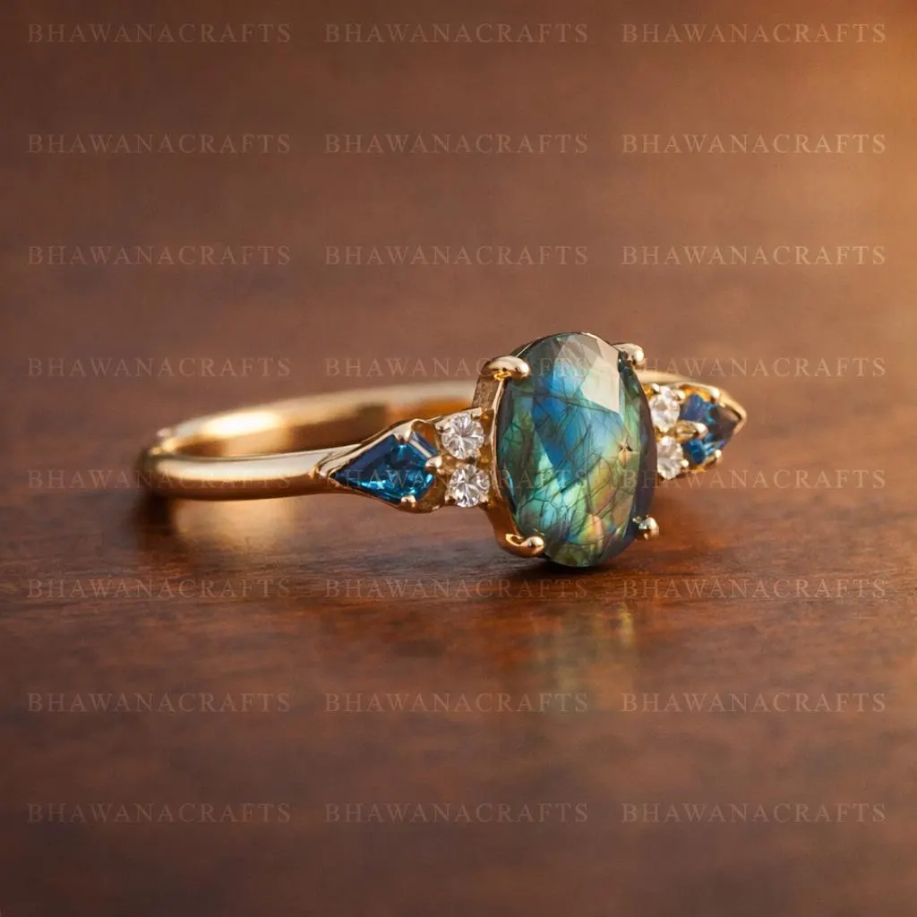 Labradorite Ring 925 Sterling Silver, Oval Blue Flash Gemstone Ring, Handmade Dainty Boho Jewelry, Unique Gift for Her - image 4