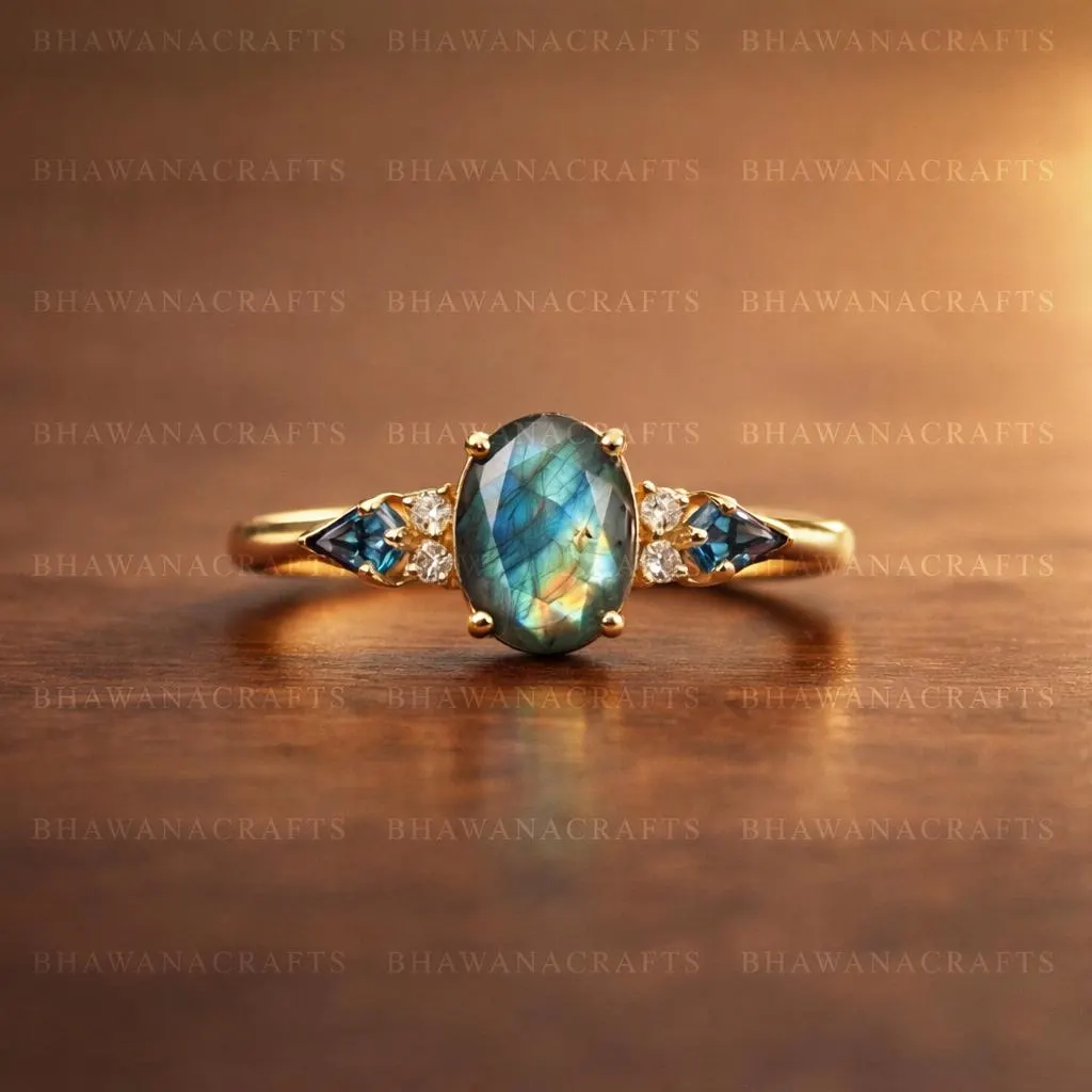 Labradorite Ring 925 Sterling Silver, Oval Blue Flash Gemstone Ring, Handmade Dainty Boho Jewelry, Unique Gift for Her - image 5