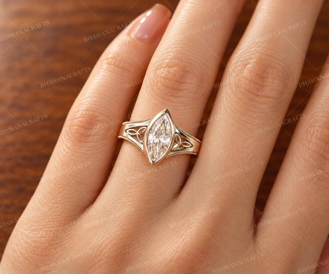 Moissanite Ring, 925 Sterling Silver, Marquise Cut Moissanite Ring, Vintage Inspired Statement Ring, Elegant Gift for Her - image 3