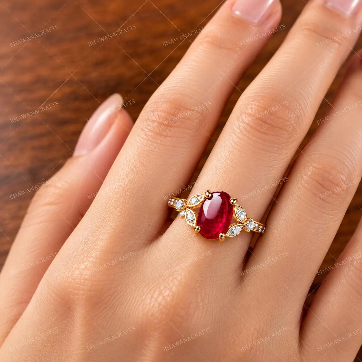 Ruby Ring, 925 Sterling Silver, Red Ruby Gemstone Ring, Vintage Inspired Statement Ring, Gold Plated Silver Ring, Anniversary Gift - image 4
