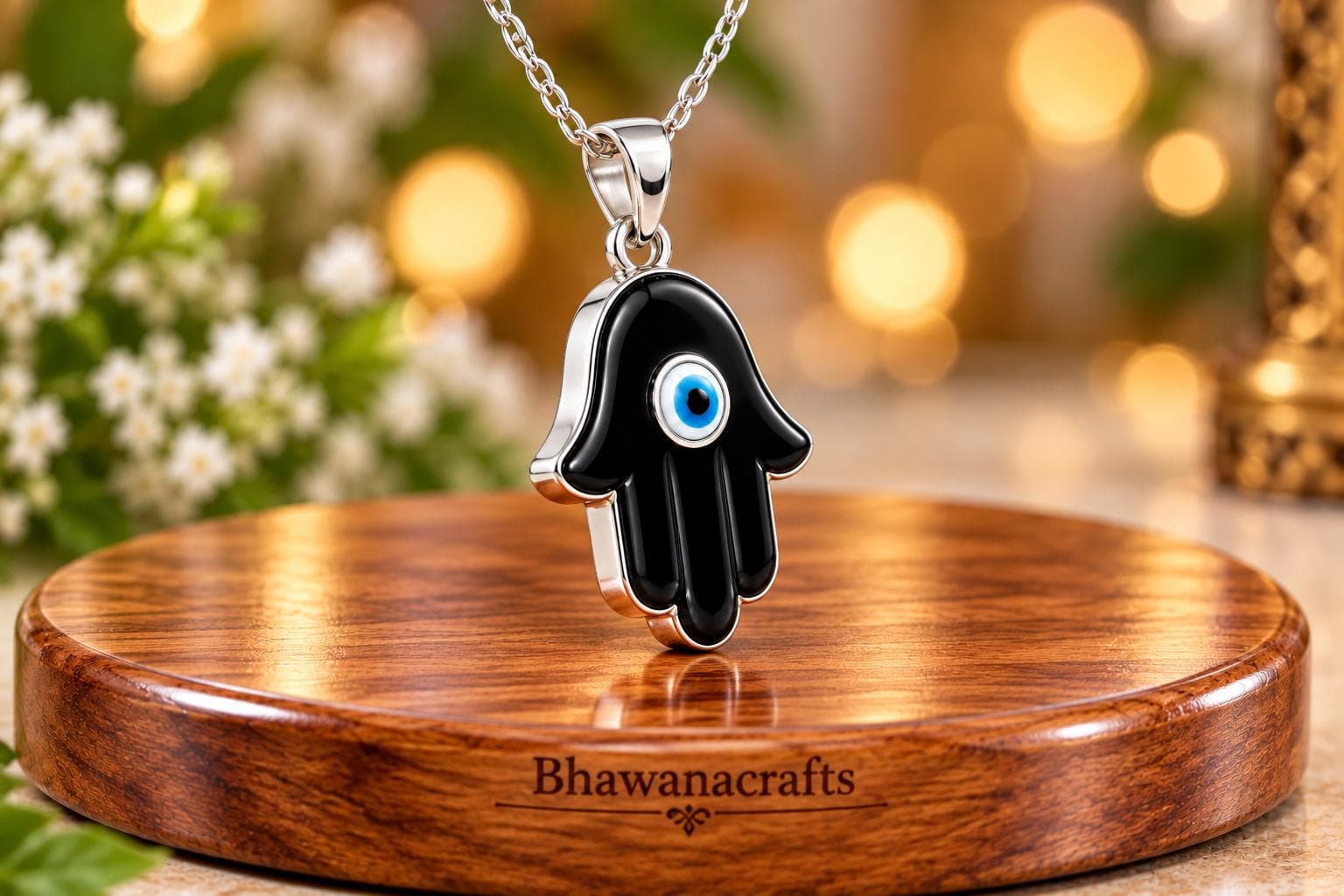 Hamsa Hand Evil Eye Talisman necklace, Black onyx Hamsa Necklace, Spiritual Protection Pendant, Protective Amulet Against Negative Energy, - image 3