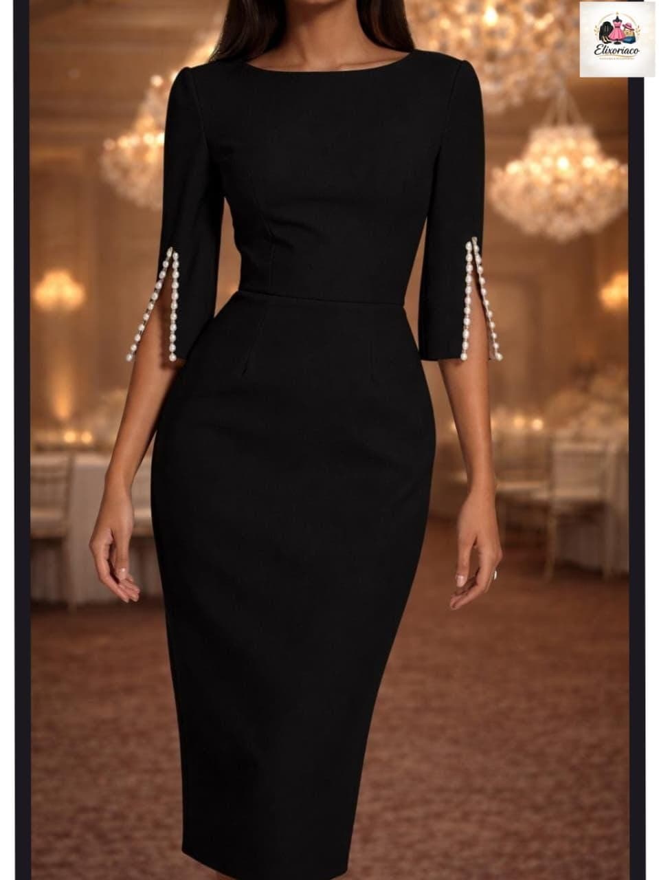 Pearl Embroidered Midi Dress | Elegant Handmade Dress II Trending - image 4