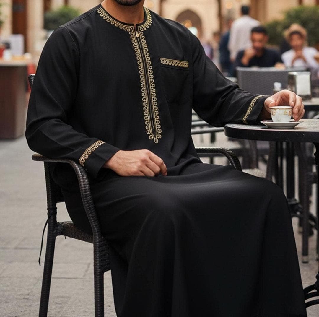 Men's Islamic Thobe Floor Length Polyester Kaftan Robe with Front Zipper and Pockets - image 3