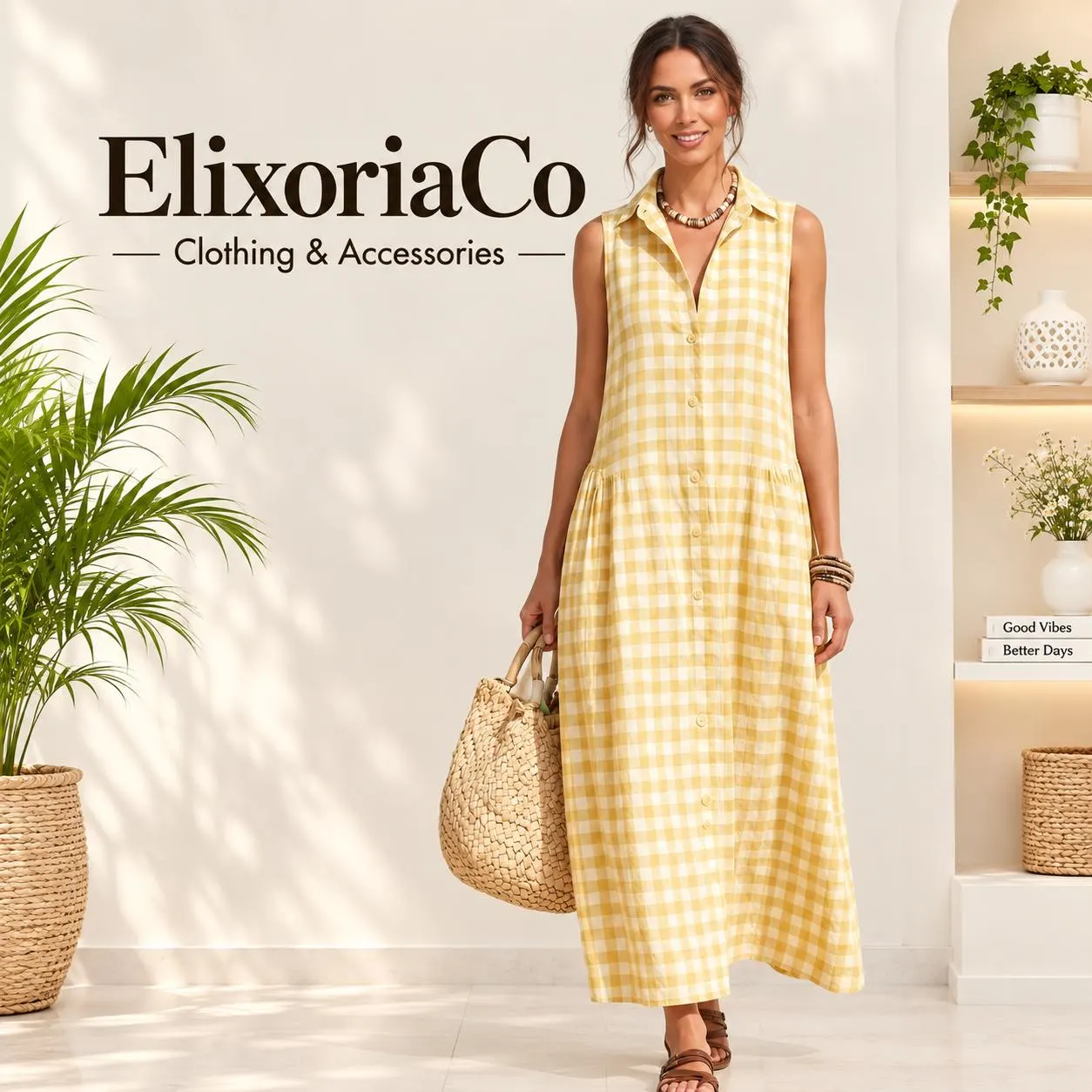 Gingham Check Maxi Dress, Sleeveless Button Down Shirt Dress, Tiered Plaid Summer, Boho Style Women - image 4