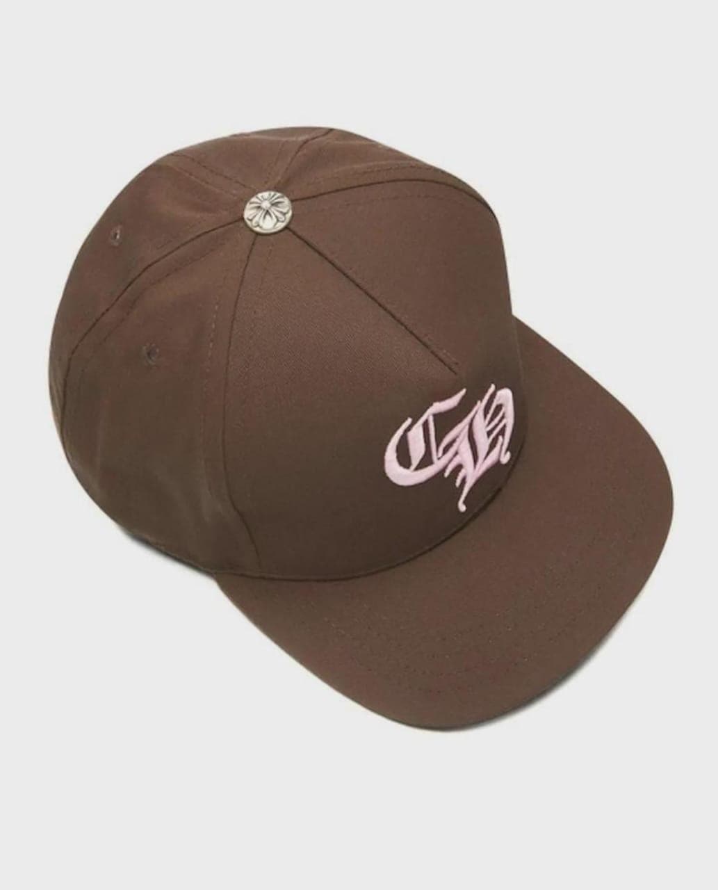 Brown Snapback Cap | Gothic CH Embroidery, Flat Brim Streetwear Hat - image 3