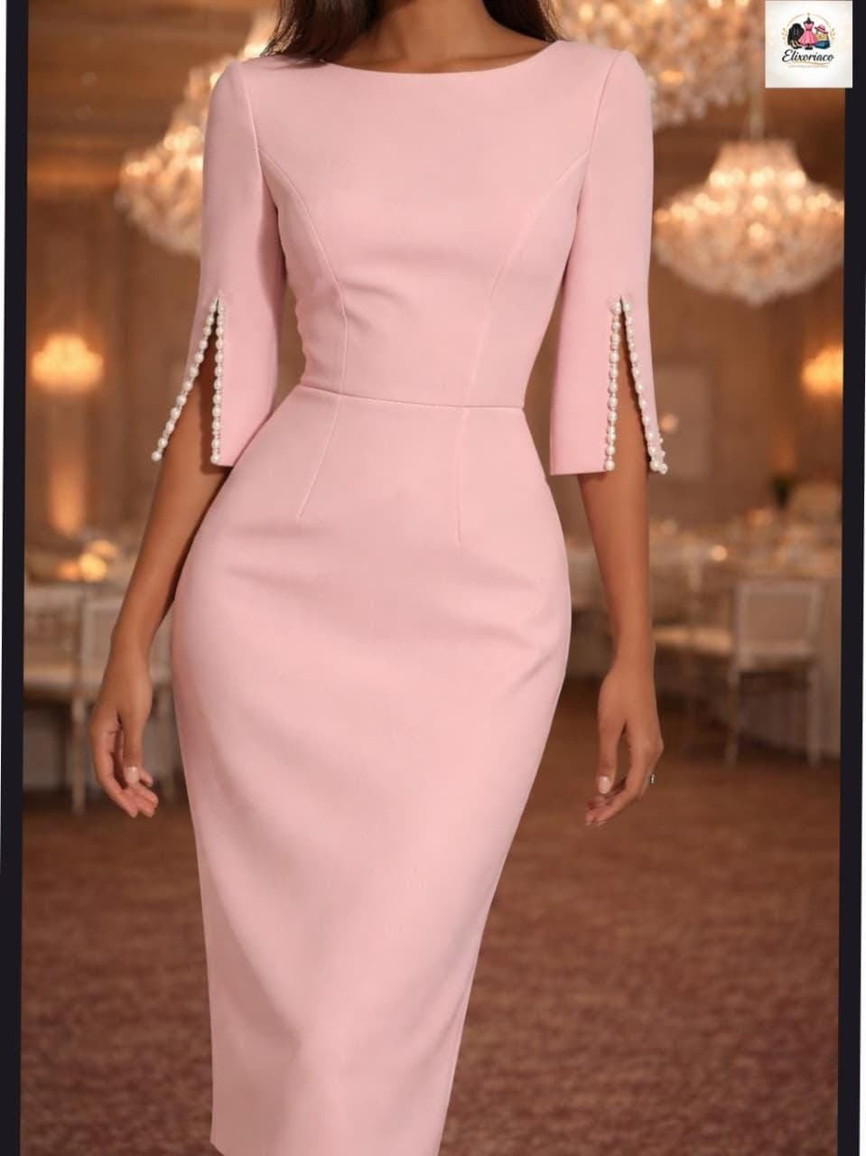 Pearl Embroidered Midi Dress | Elegant Handmade Dress II Trending