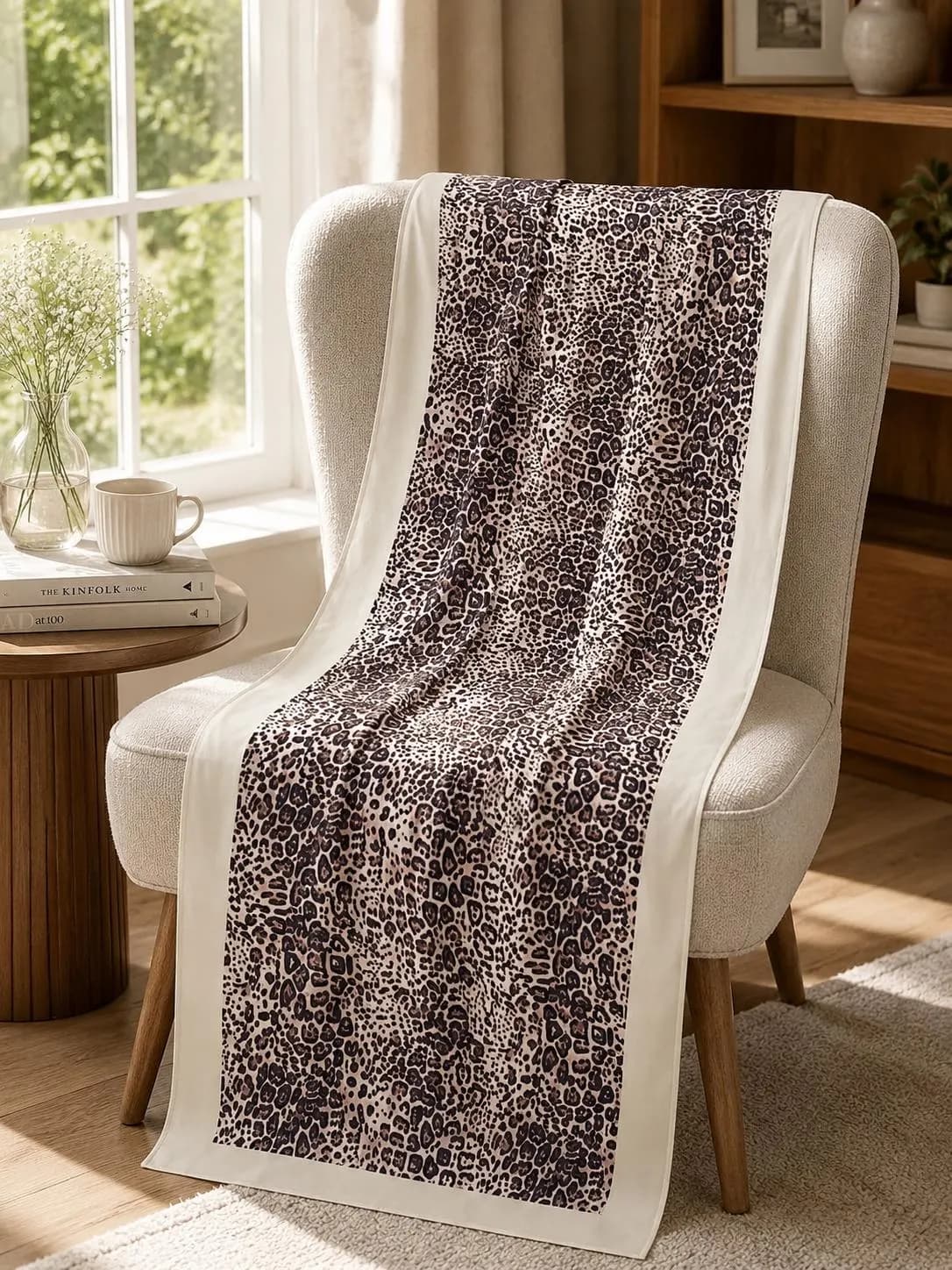Cream Leopard Print Chiffon Hijab, Animal Print Modest Scarf, Lightweight Soft Headscarf for Women - image 5