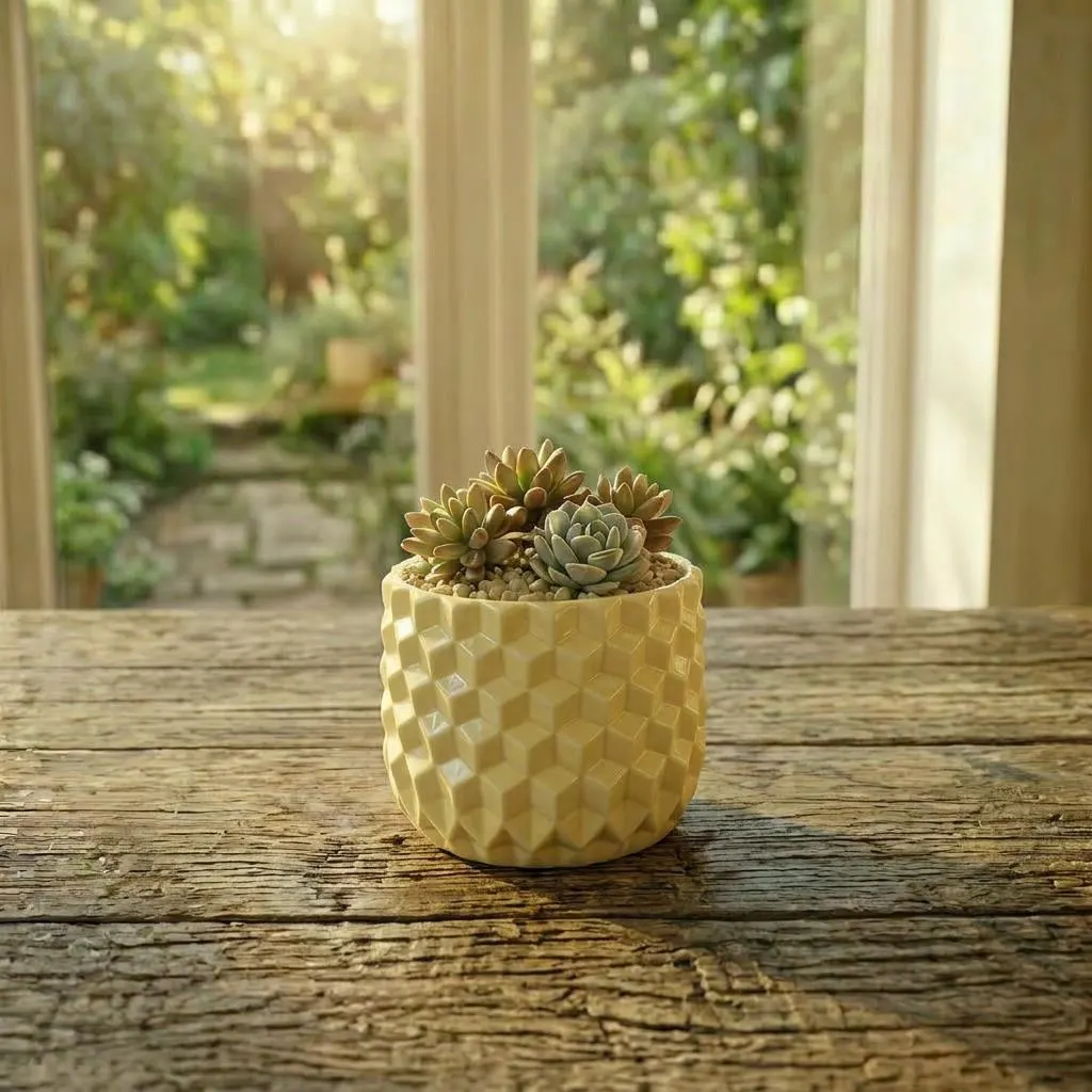 3D Cube Illusion Planter – Geometric Optical Pattern Succulent Pot, Modern Decor - image 5