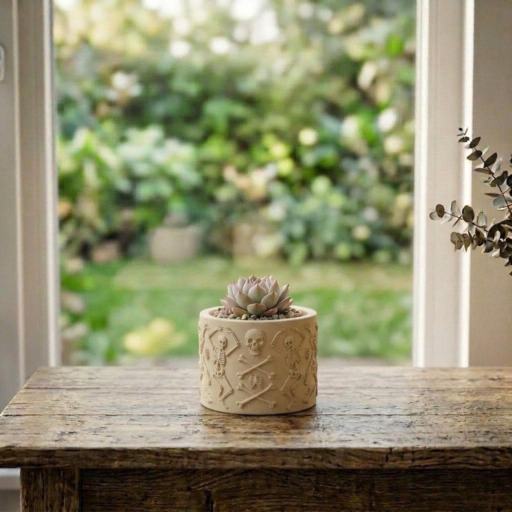 Dancing Skeleton Succulent Planter – Halloween 3D Printed Pot, Spooky Goth Decor Gift - image 5
