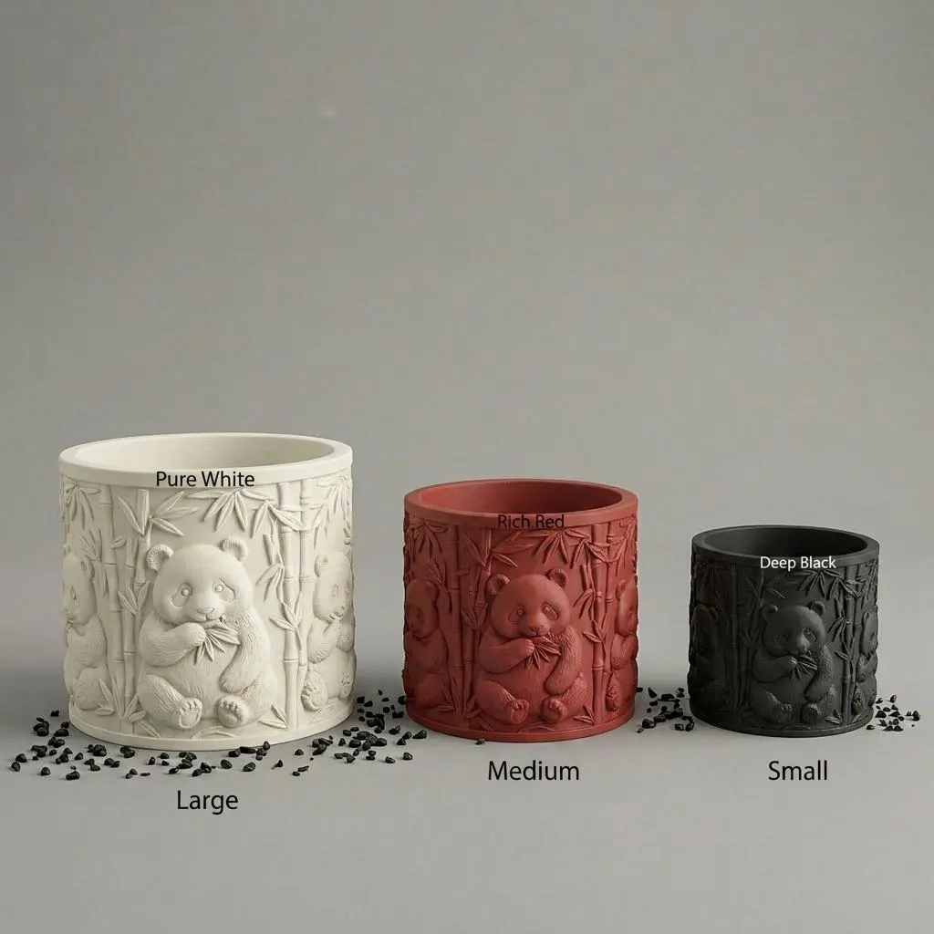 Panda Succulent Planter – Embossed Bamboo Wildlife 3D Printed Pot, Animal Lover Gift - image 4