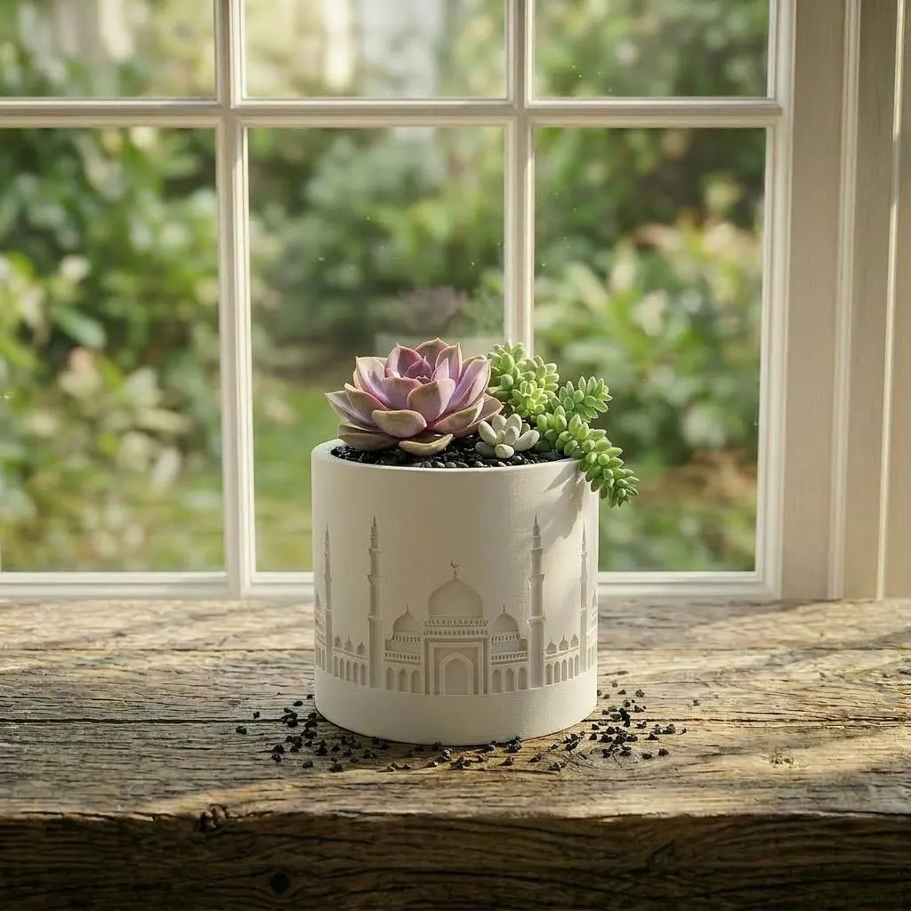 Mosque Succulent Planter – Islamic Architecture Embossed 3D Printed Pot, Muslim Gift Home Decor - image 5